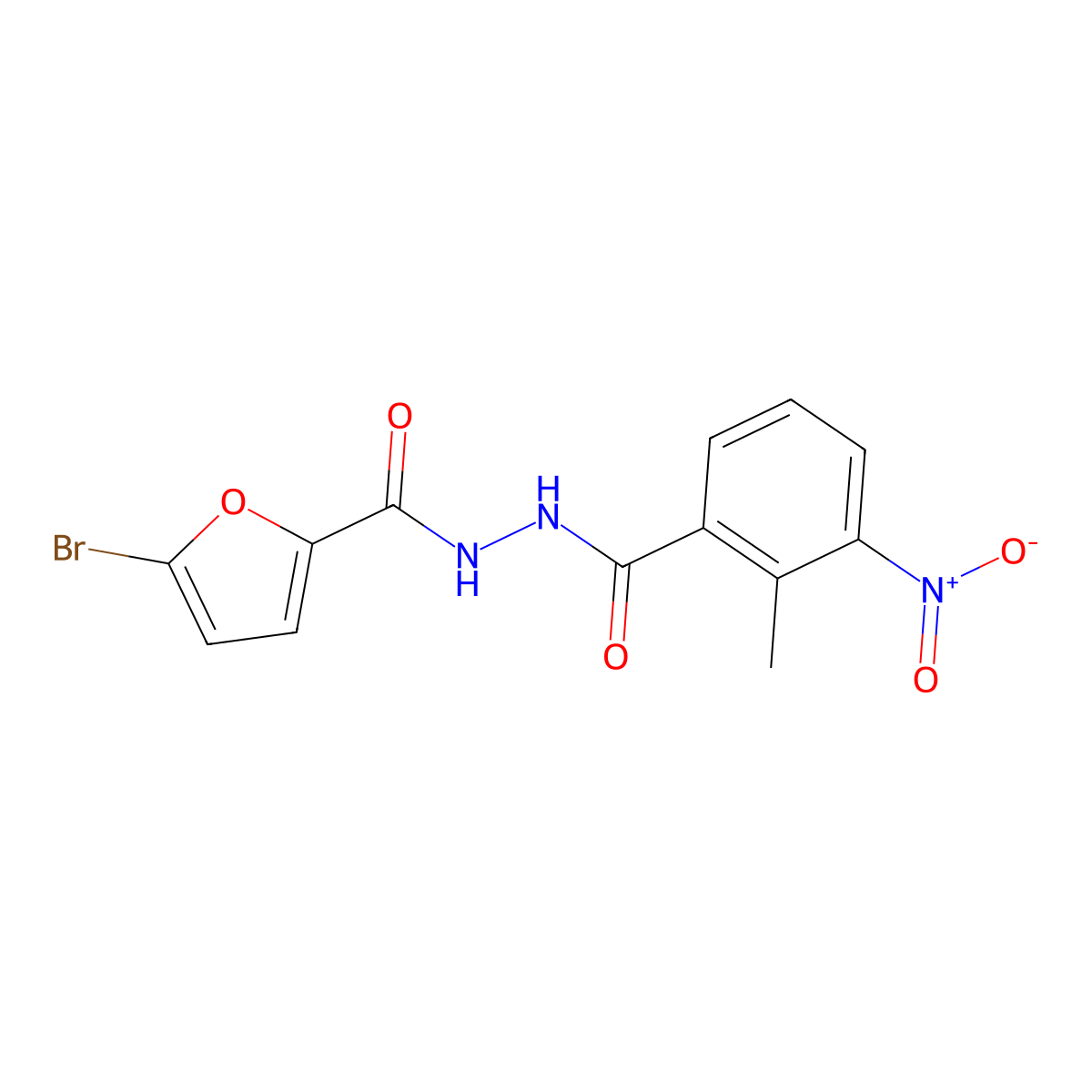 5-bromo-N'-(2-methyl-3-nitrobenzoyl)furan-2-carbohydrazide molecular structure, CAS 444931-39-9