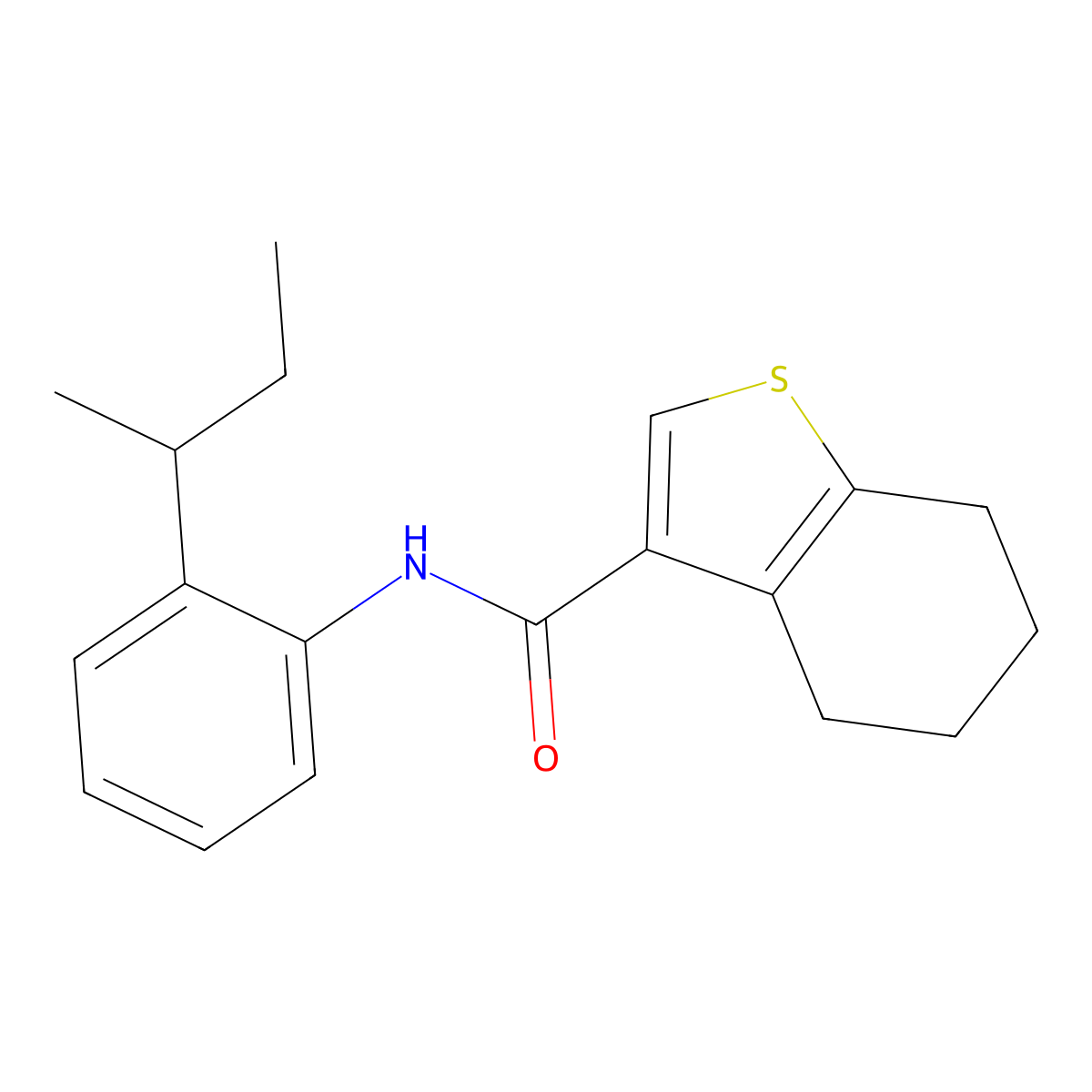 N-(2-sec-butylphenyl)-4,5,6,7-tetrahydro-1-benzothiophene-3-carboxamide molecular structure, CAS 444931-40-2