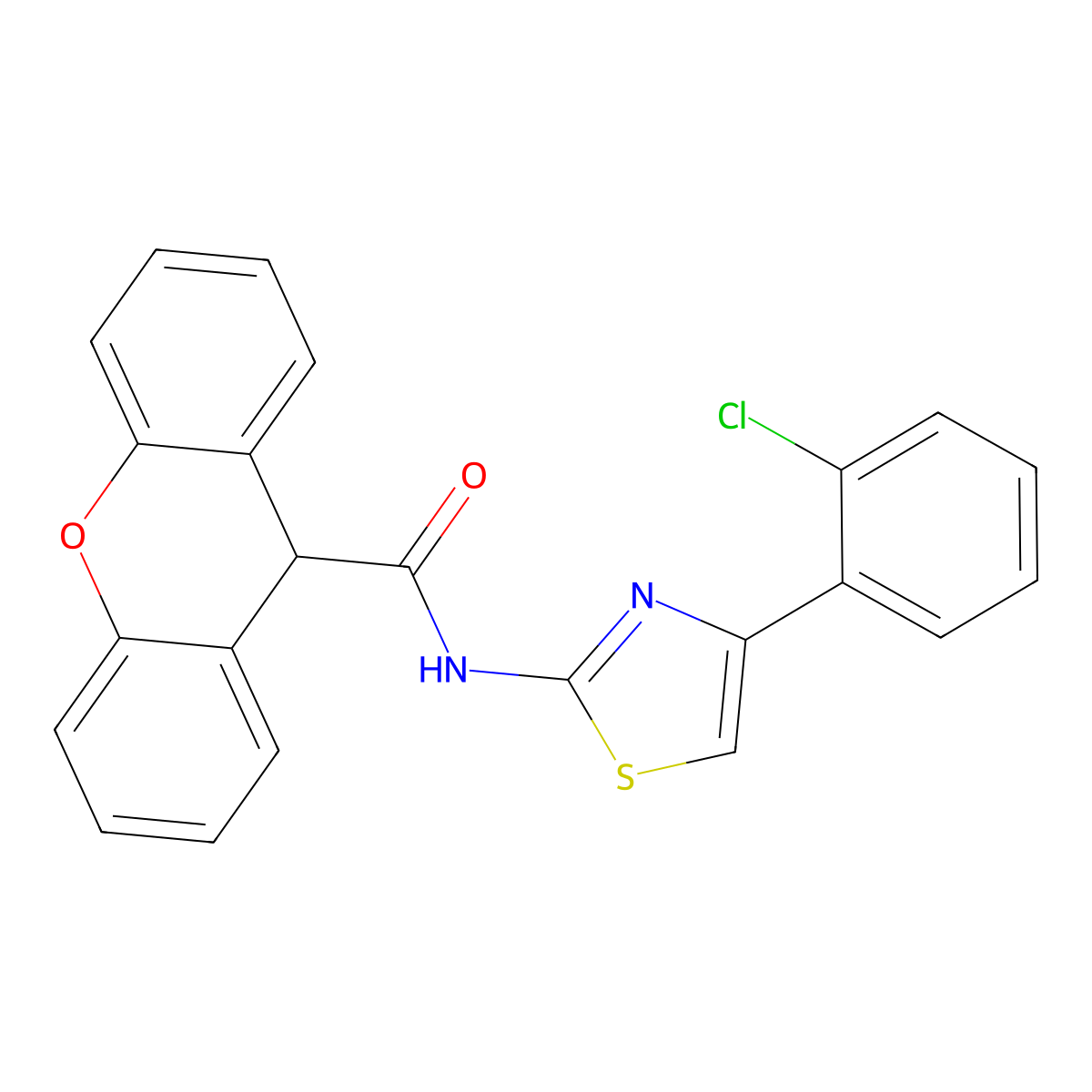 N-[4-(2-chlorophenyl)-1,3-thiazol-2-yl]-9H-xanthene-9-carboxamide molecular structure, CAS 444931-44-6
