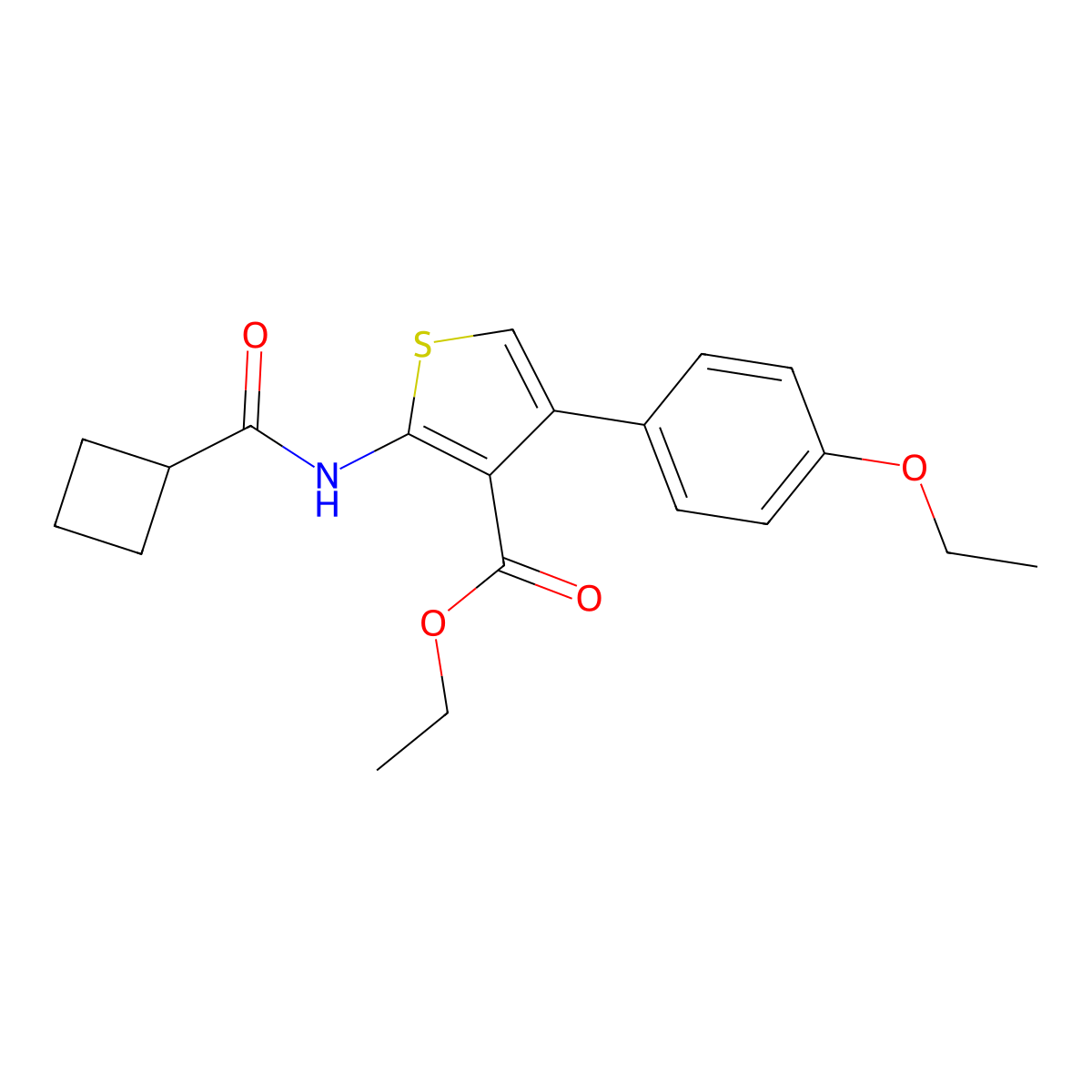 Ethyl 2-(cyclobutanecarbonylamino)-4-(4-ethoxyphenyl)thiophene-3-carboxylate molecular structure, CAS 444931-47-9