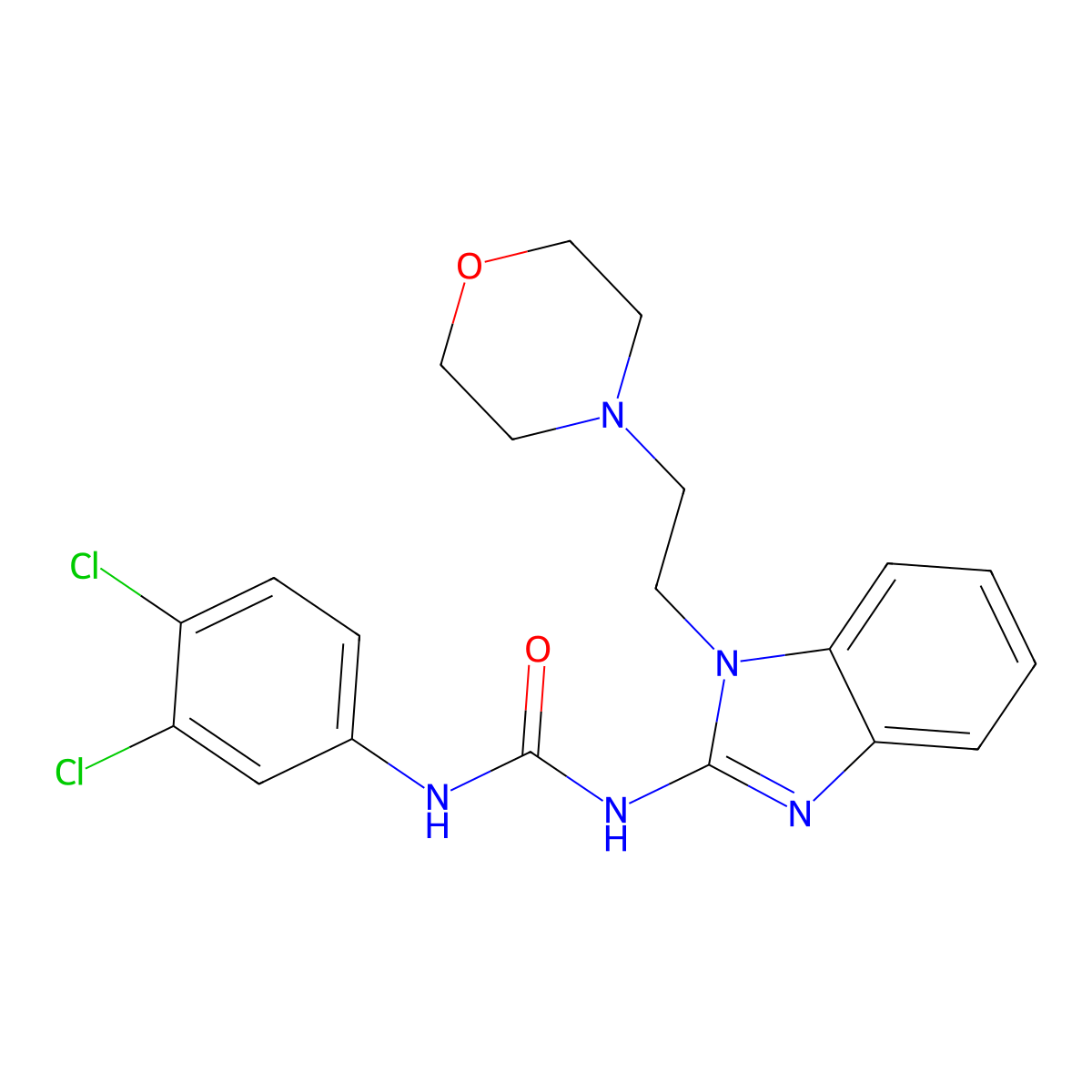 1-(3,4-Dichlorophenyl)-3-[1-(2-morpholin-4-ylethyl)benzimidazol-2-yl]urea molecular structure, CAS 444931-54-8