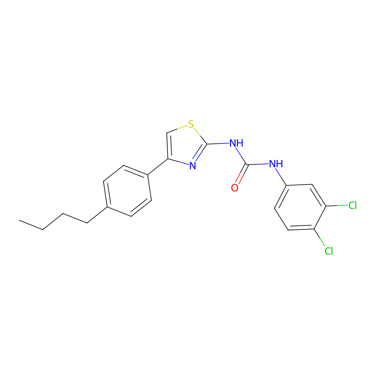 1-[4-(4-Butylphenyl)-1,3-thiazol-2-yl]-3-(3,4-dichlorophenyl)urea molecular structure, CAS 444931-57-1