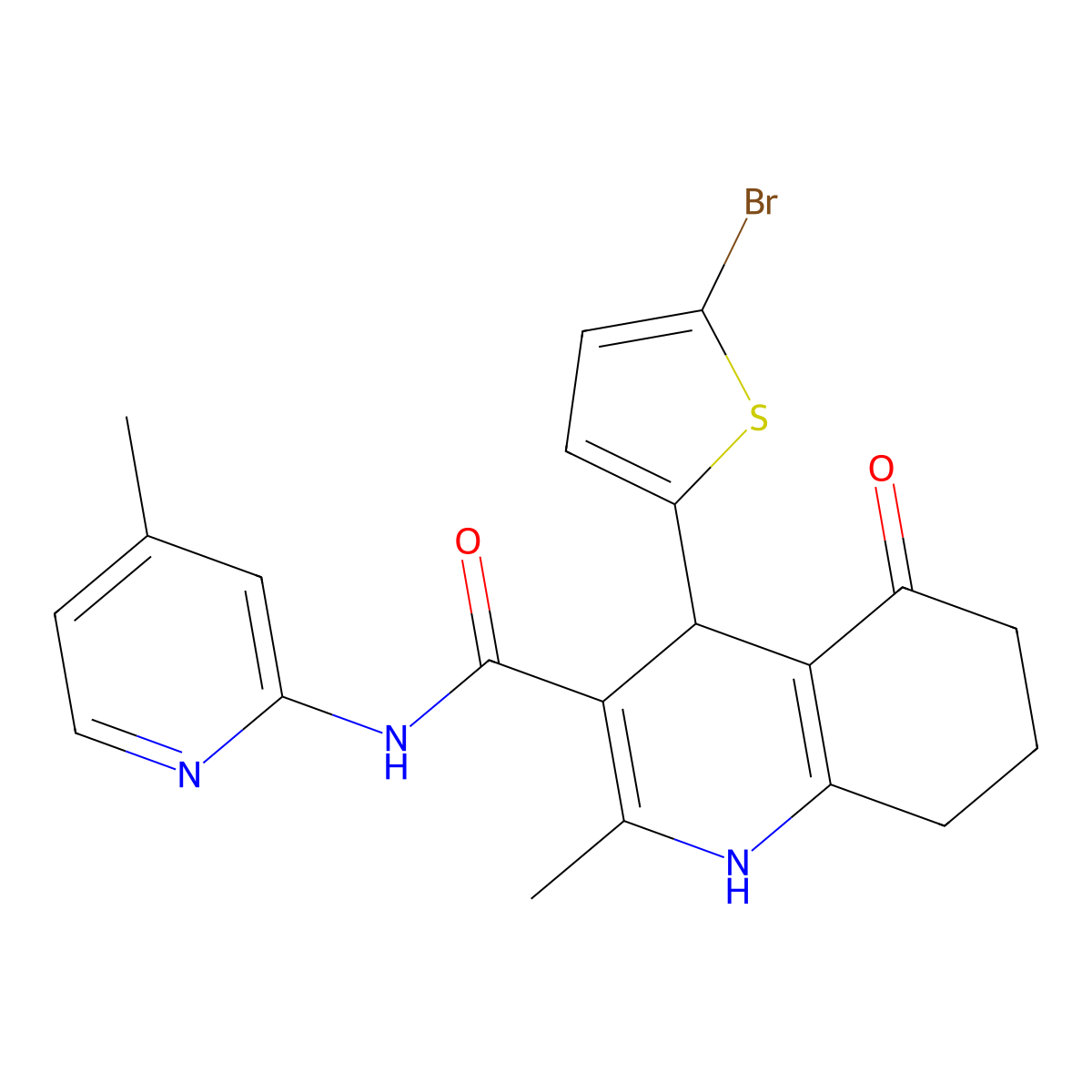 4-(5-bromothiophen-2-yl)-2-methyl-N-(4-methylpyridin-2-yl)-5-oxo-4,6,7,8-tetrahydro-1H-quinoline-3-carboxamide molecular structure, CAS 444931-58-2