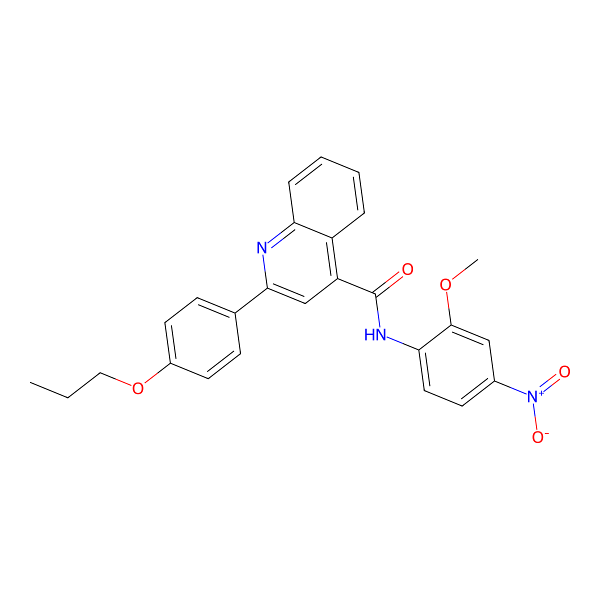 N-(2-methoxy-4-nitrophenyl)-2-(4-propoxyphenyl)quinoline-4-carboxamide molecular structure, CAS 444931-80-0