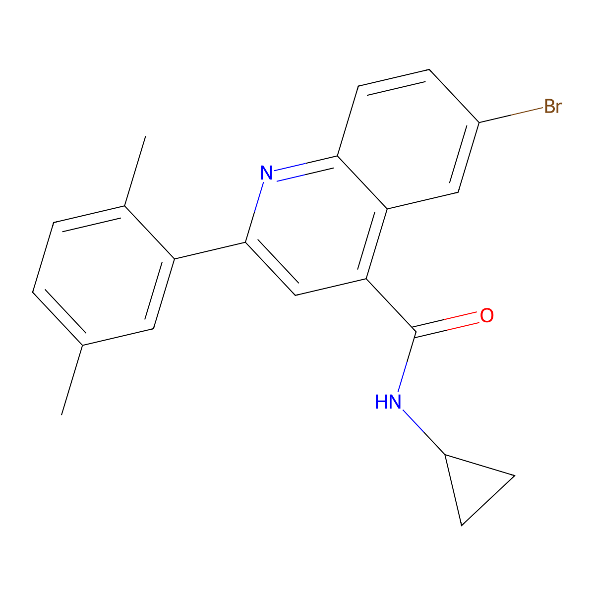 6-bromo-N-cyclopropyl-2-(2,5-dimethylphenyl)quinoline-4-carboxamide molecular structure, CAS 444931-87-7