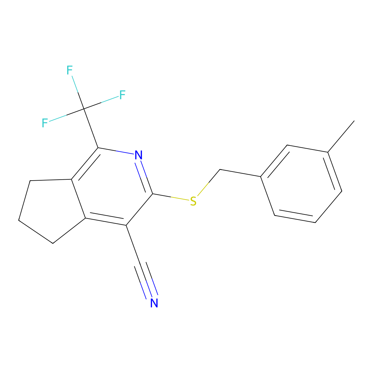 3-[(3-methylbenzyl)sulfanyl]-1-(trifluoromethyl)-6,7-dihydro-5H-cyclopenta[c]pyridine-4-carbonitrile molecular structure, CAS 444932-02-9