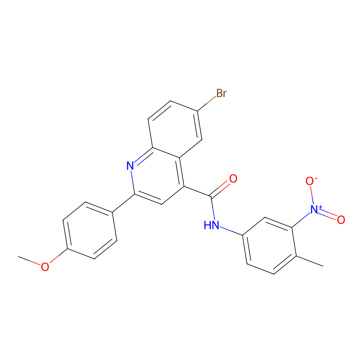 6-bromo-2-(4-methoxyphenyl)-N-(4-methyl-3-nitrophenyl)quinoline-4-carboxamide molecular structure, CAS 444932-29-0
