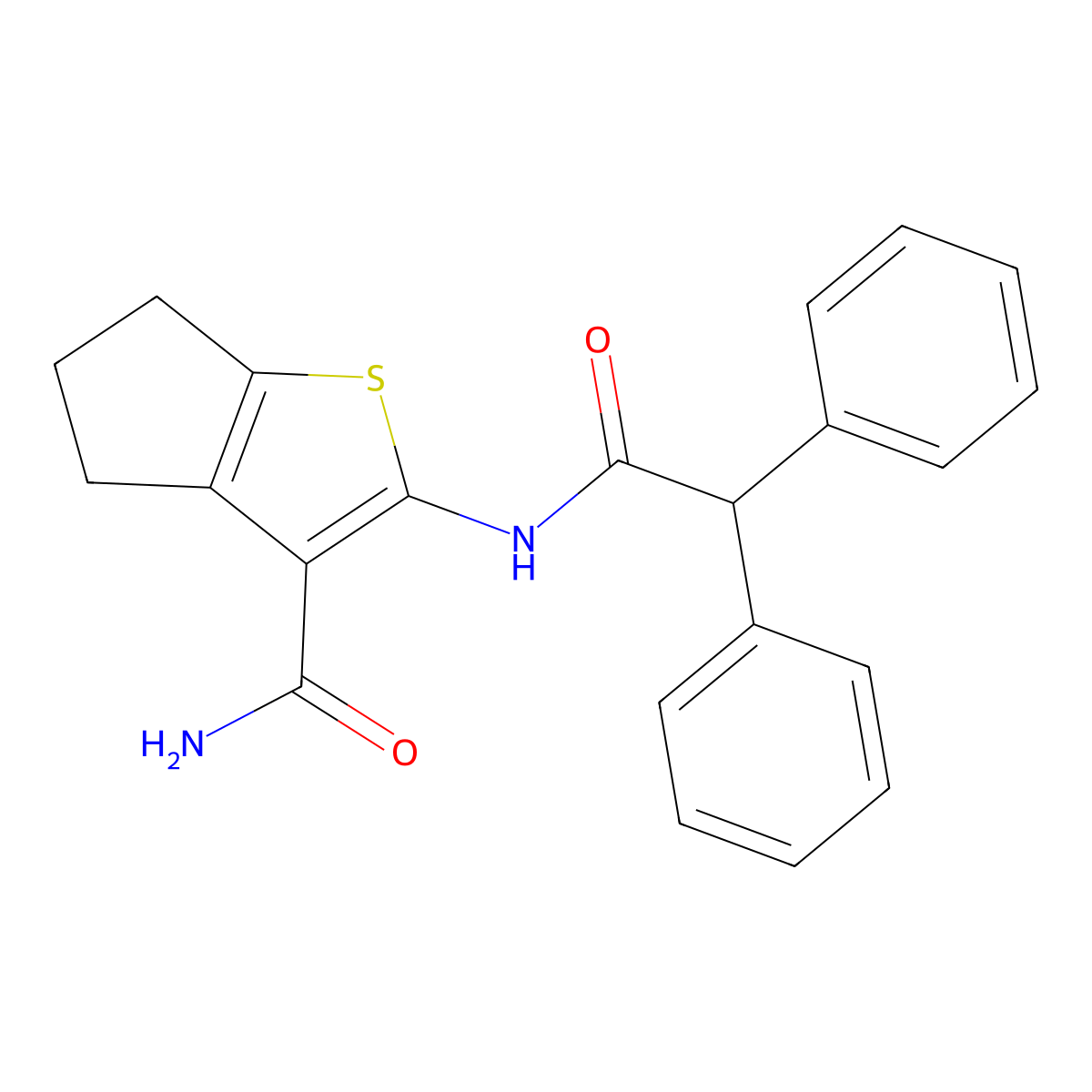 2-[(diphenylacetyl)amino]-5,6-dihydro-4H-cyclopenta[b]thiophene-3-carboxamide molecular structure, CAS 444932-30-3