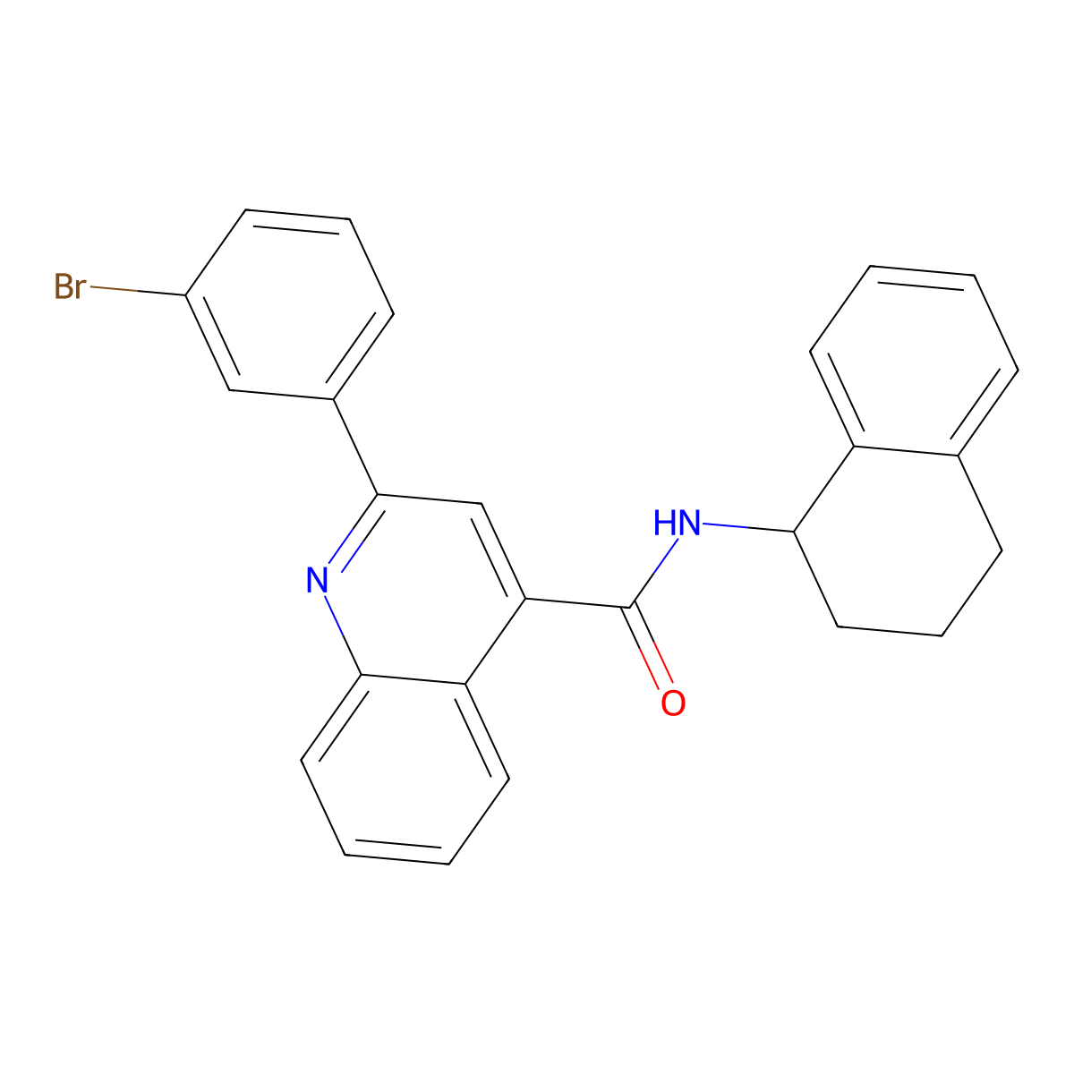 2-(3-bromophenyl)-N-(1,2,3,4-tetrahydronaphthalen-1-yl)quinoline-4-carboxamide molecular structure, CAS 444932-52-9