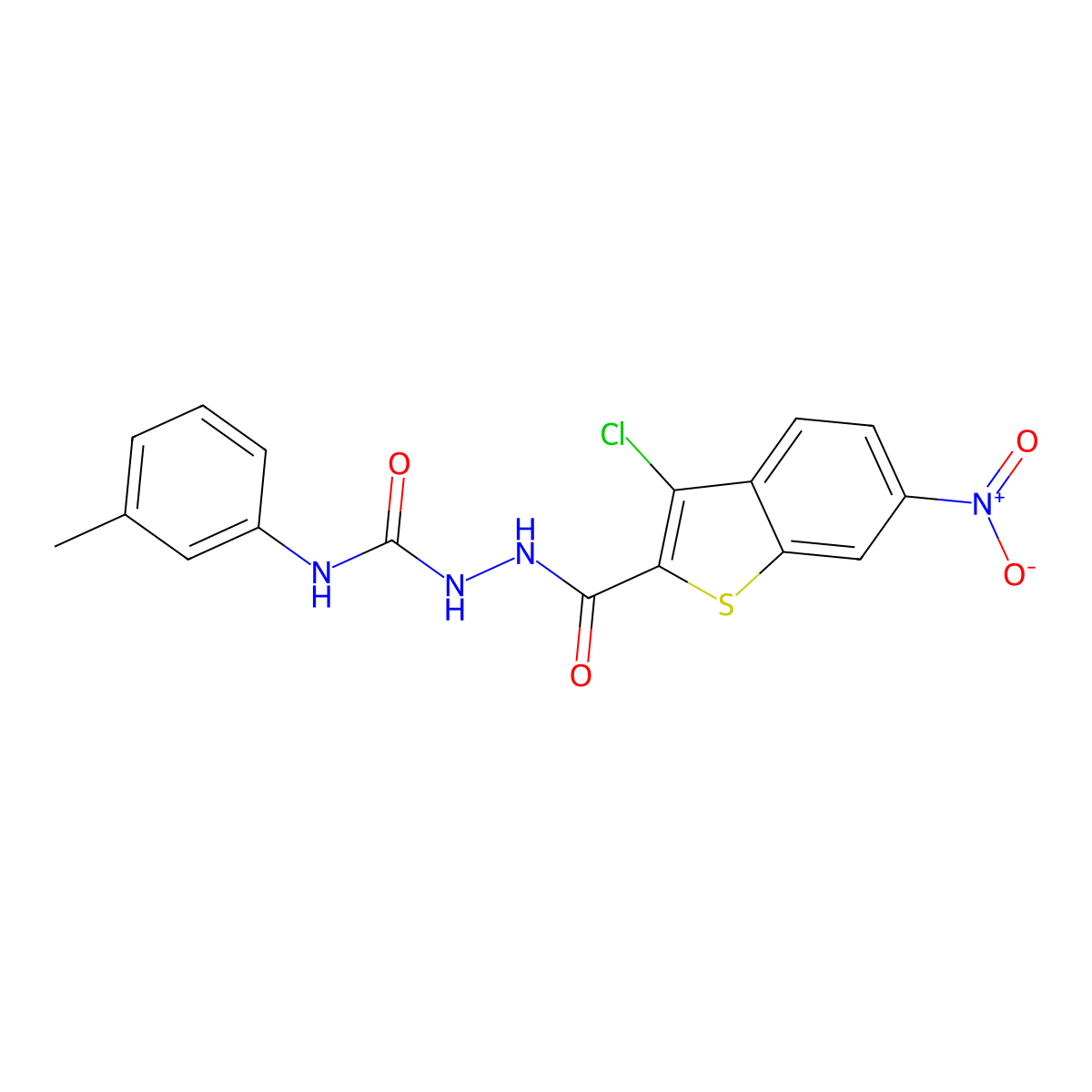 1-[(3-Chloro-6-nitro-1-benzothiophene-2-carbonyl)amino]-3-(3-methylphenyl)urea molecular structure, CAS 444932-60-9
