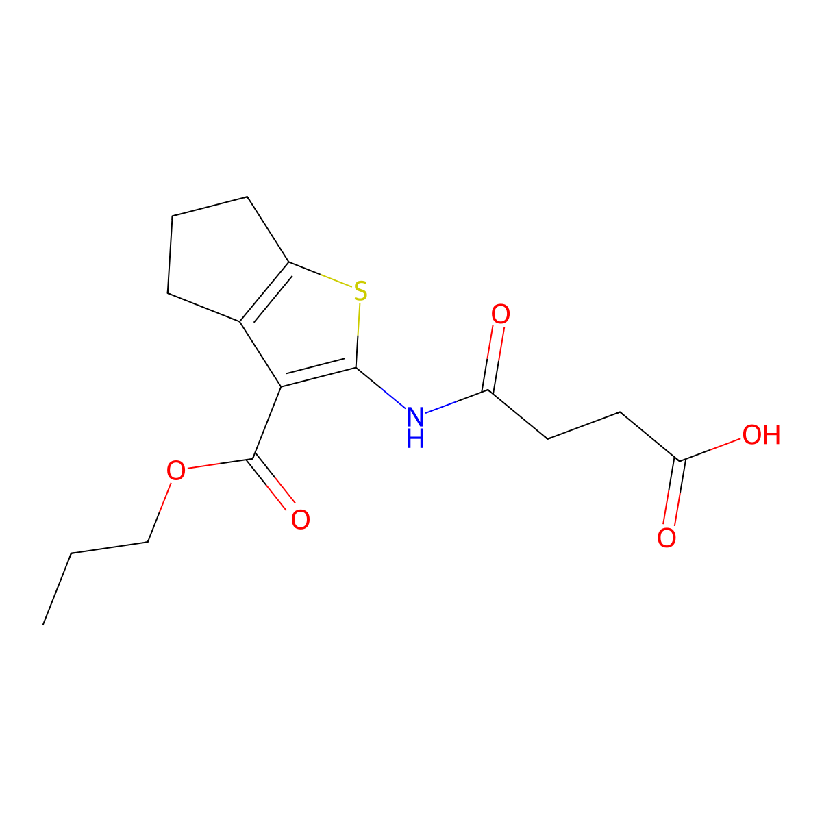 4-oxo-4-[(3-propoxycarbonyl-5,6-dihydro-4H-cyclopenta[b]thiophen-2-yl)amino]butanoic acid molecular structure, CAS 444932-62-1