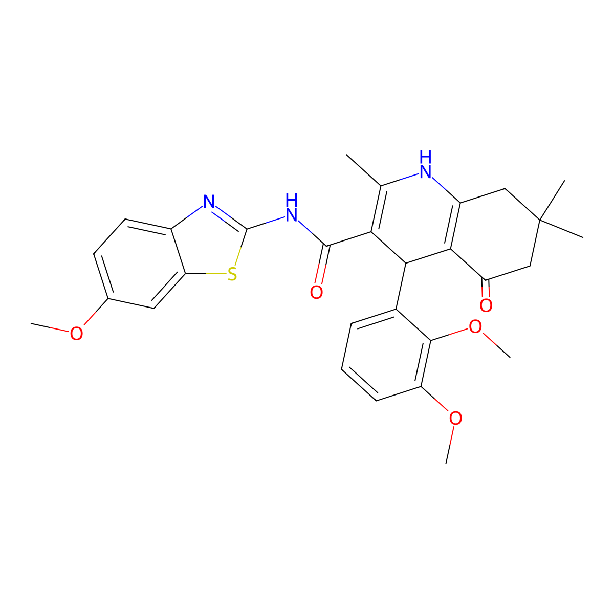 4-(2,3-dimethoxyphenyl)-N-(6-methoxy-1,3-benzothiazol-2-yl)-2,7,7-trimethyl-5-oxo-1,4,6,8-tetrahydroquinoline-3-carboxamide molecular structure, CAS 444932-70-1
