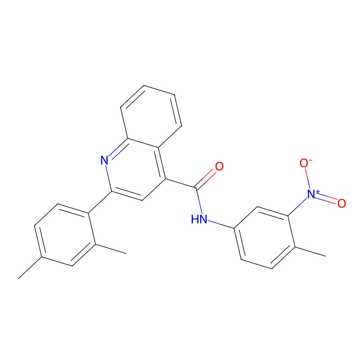 2-(2,4-dimethylphenyl)-N-(4-methyl-3-nitrophenyl)quinoline-4-carboxamide molecular structure, CAS 444932-77-8