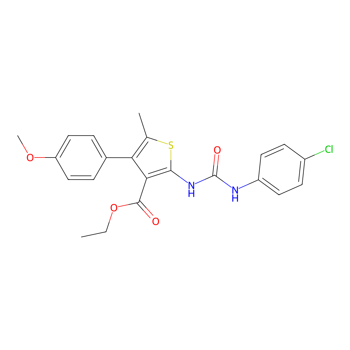 Ethyl 2-{[(4-chloroanilino)carbonyl]amino}-4-(4-methoxyphenyl)-5-methylthiophene-3-carboxylate molecular structure, CAS 444932-84-7