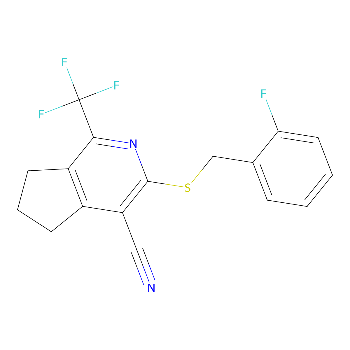 3-[(2-fluorobenzyl)sulfanyl]-1-(trifluoromethyl)-6,7-dihydro-5H-cyclopenta[c]pyridine-4-carbonitrile molecular structure, CAS 444932-93-8