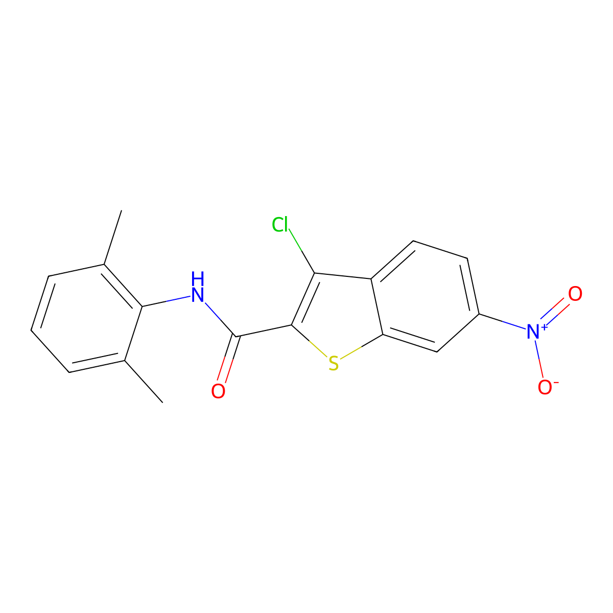 3-chloro-N-(2,6-dimethylphenyl)-6-nitro-1-benzothiophene-2-carboxamide molecular structure, CAS 444933-22-6