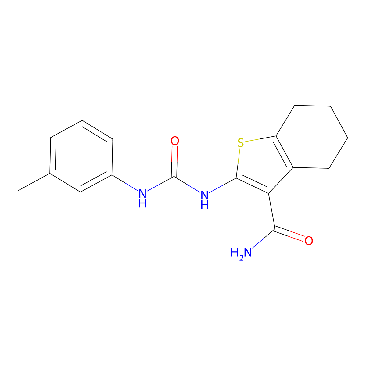 2-[(3-Toluidinocarbonyl)amino]-4,5,6,7-tetrahydro-1-benzothiophene-3-carboxamide molecular structure, CAS 444933-42-0