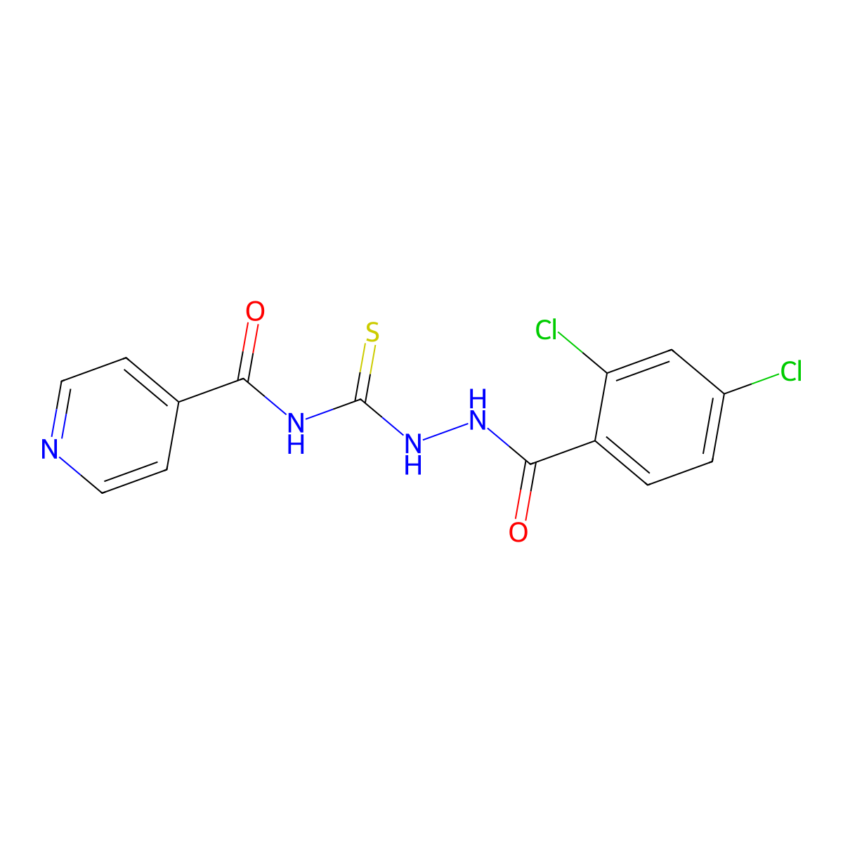 N-[[(2,4-dichlorobenzoyl)amino]carbamothioyl]pyridine-4-carboxamide molecular structure, CAS 444933-80-6