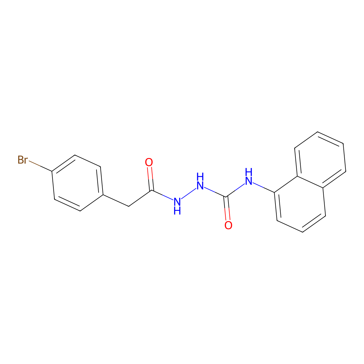 2-[(4-bromophenyl)acetyl]-N-(1-naphthyl)hydrazinecarboxamide molecular structure, CAS 444934-00-3
