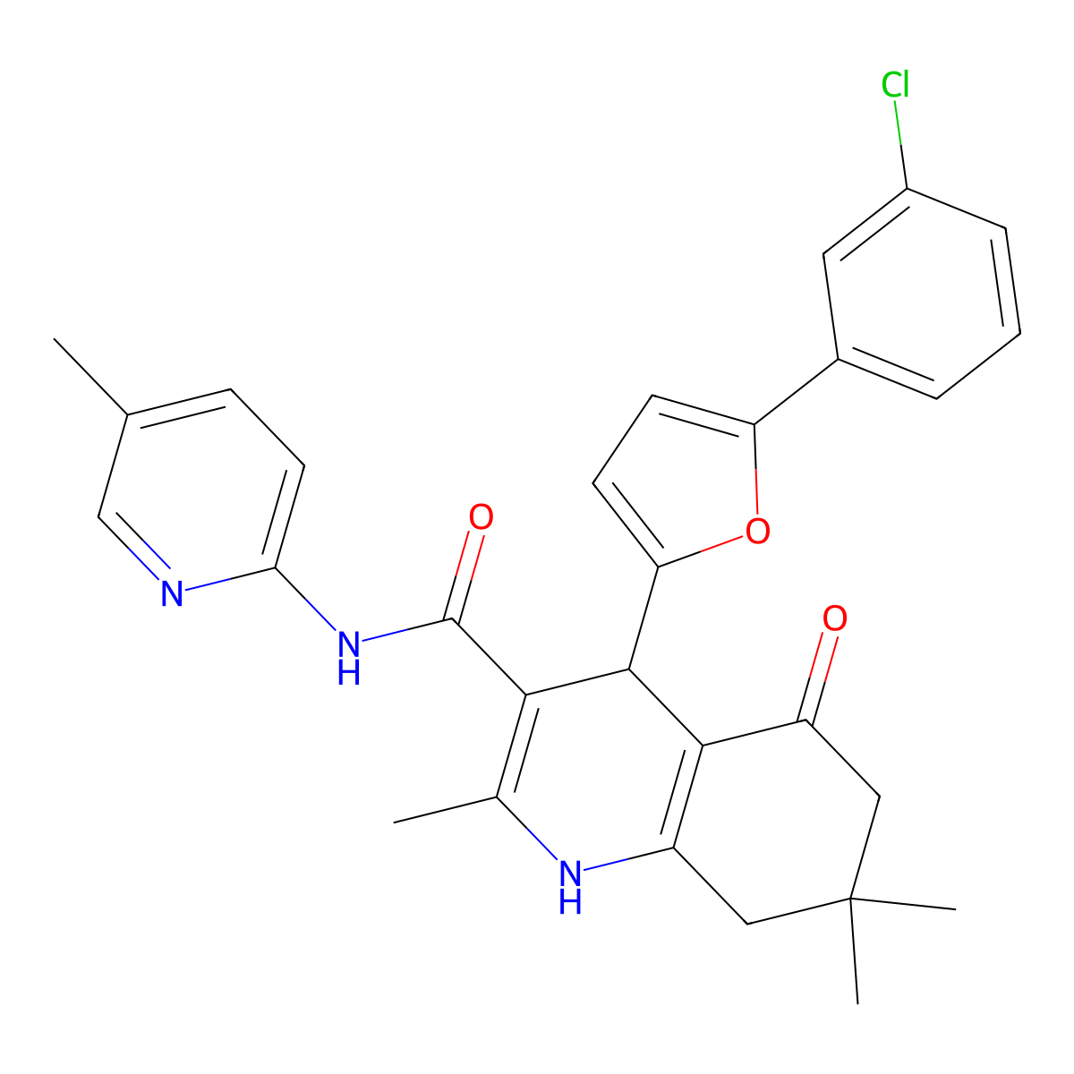 4-[5-(3-chlorophenyl)furan-2-yl]-2,7,7-trimethyl-N-(5-methylpyridin-2-yl)-5-oxo-1,4,6,8-tetrahydroquinoline-3-carboxamide molecular structure, CAS 444934-01-4