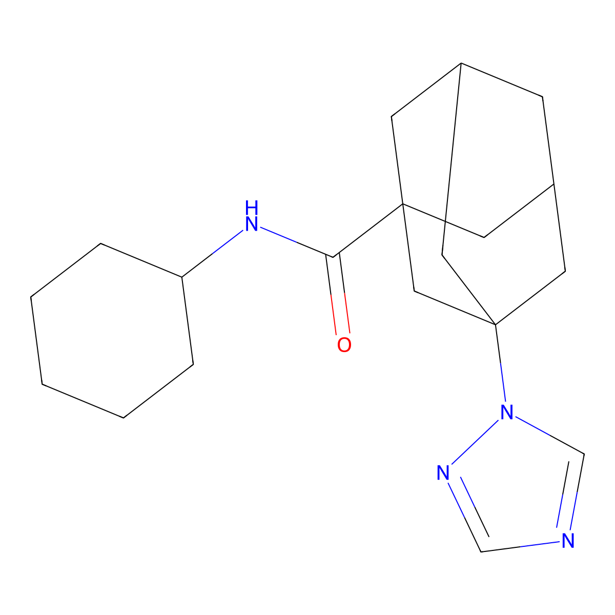 N-cyclohexyl-3-(1,2,4-triazol-1-yl)adamantane-1-carboxamide molecular structure, CAS 444934-08-1