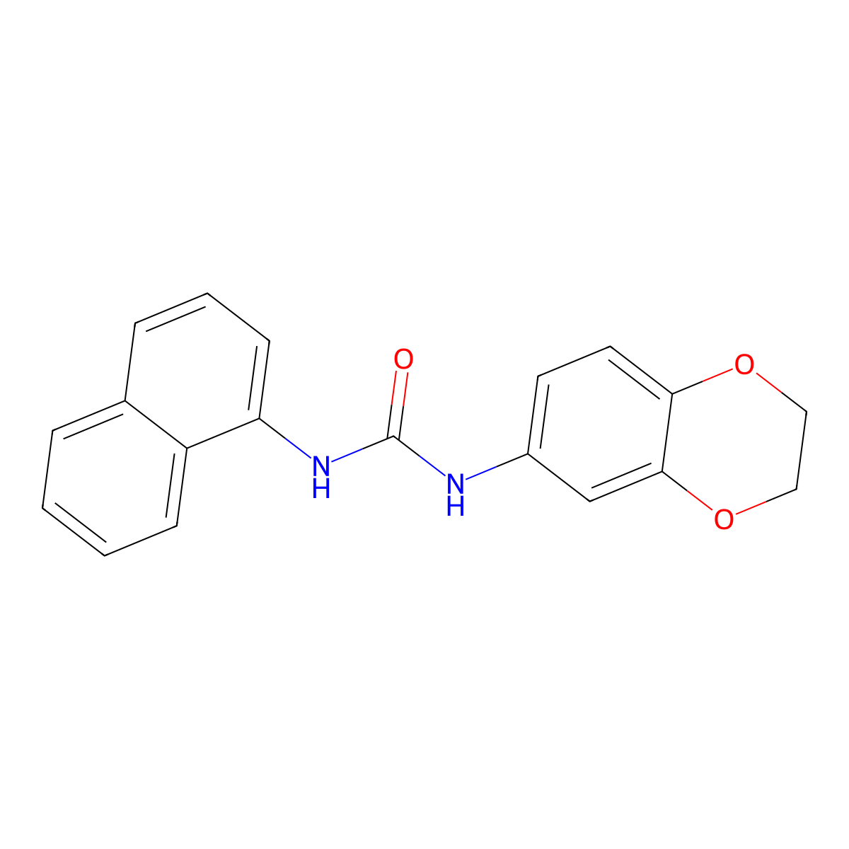 N-(2,3-dihydro-1,4-benzodioxin-6-yl)-N'-(1-naphthyl)urea molecular structure, CAS 444934-23-0