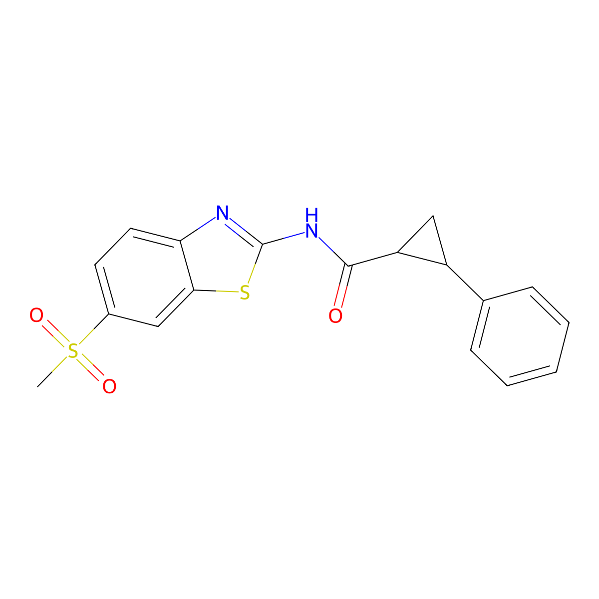 N-[6-(methylsulfonyl)-1,3-benzothiazol-2-yl]-2-phenylcyclopropanecarboxamide molecular structure, CAS 444934-52-5