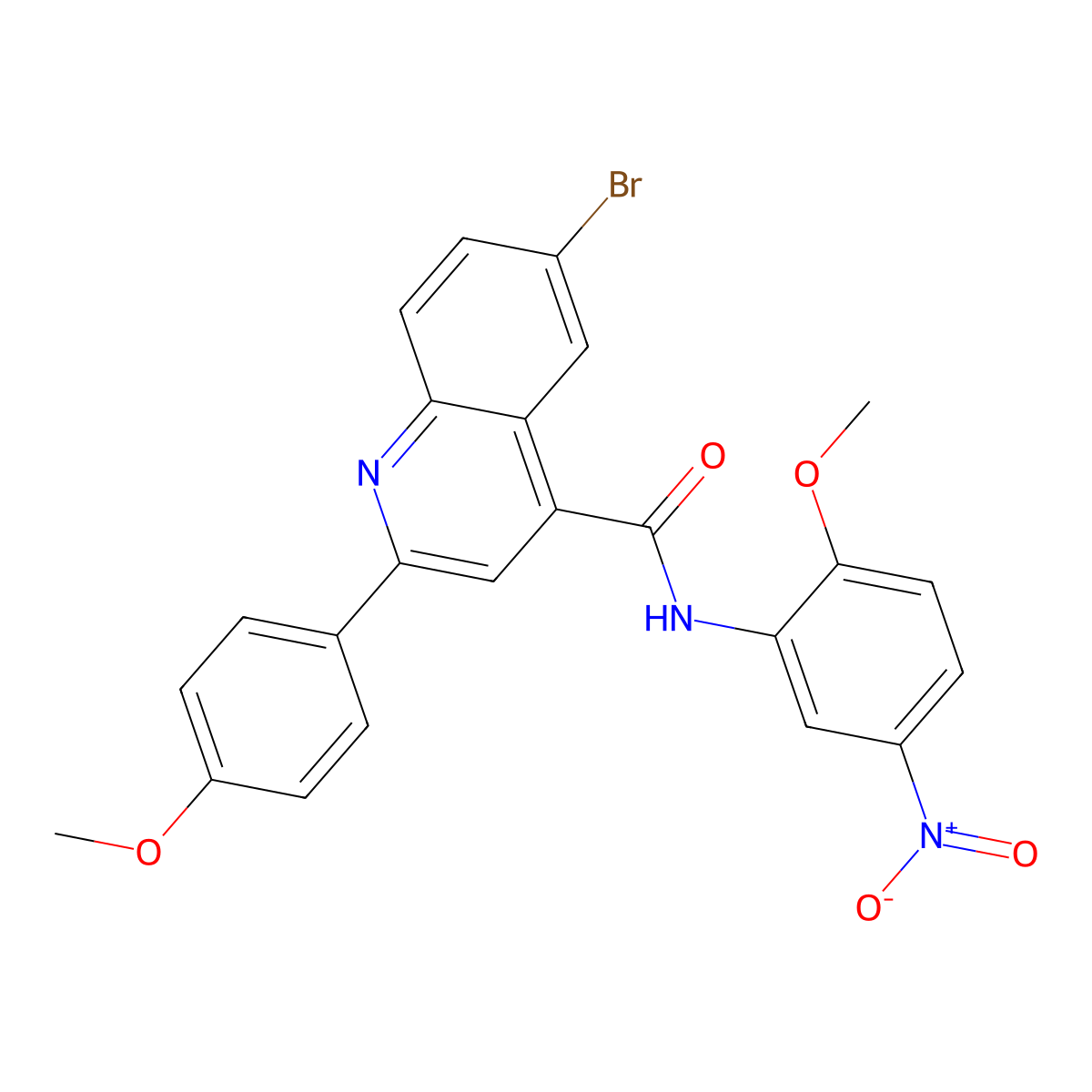 6-bromo-N-(2-methoxy-5-nitrophenyl)-2-(4-methoxyphenyl)quinoline-4-carboxamide molecular structure, CAS 444934-54-7
