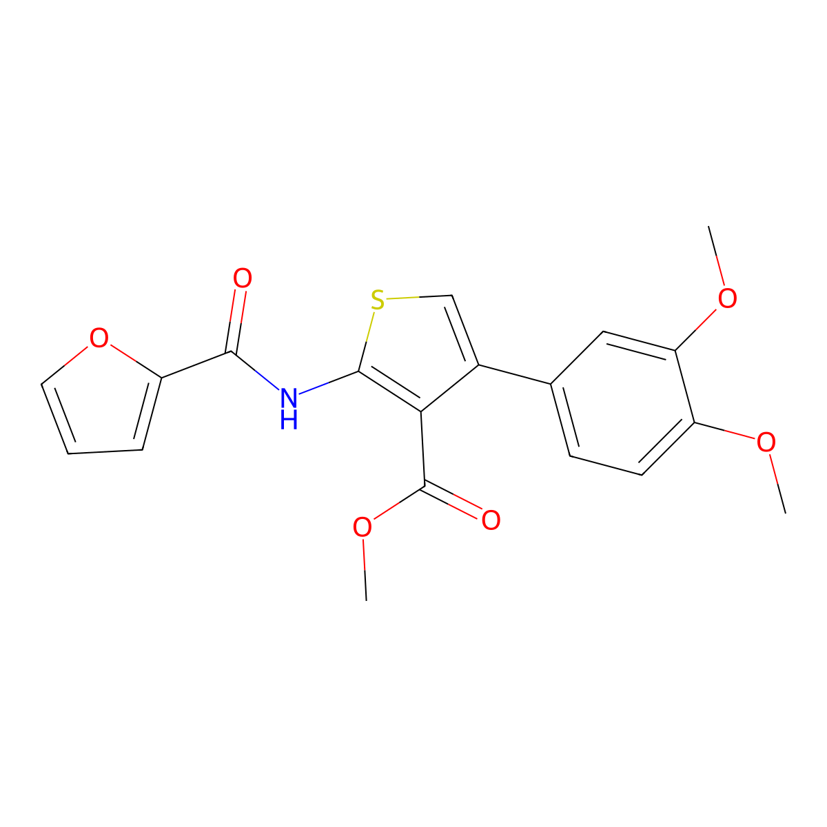 Methyl 4-(3,4-dimethoxyphenyl)-2-(furan-2-carbonylamino)thiophene-3-carboxylate molecular structure, CAS 444934-84-3
