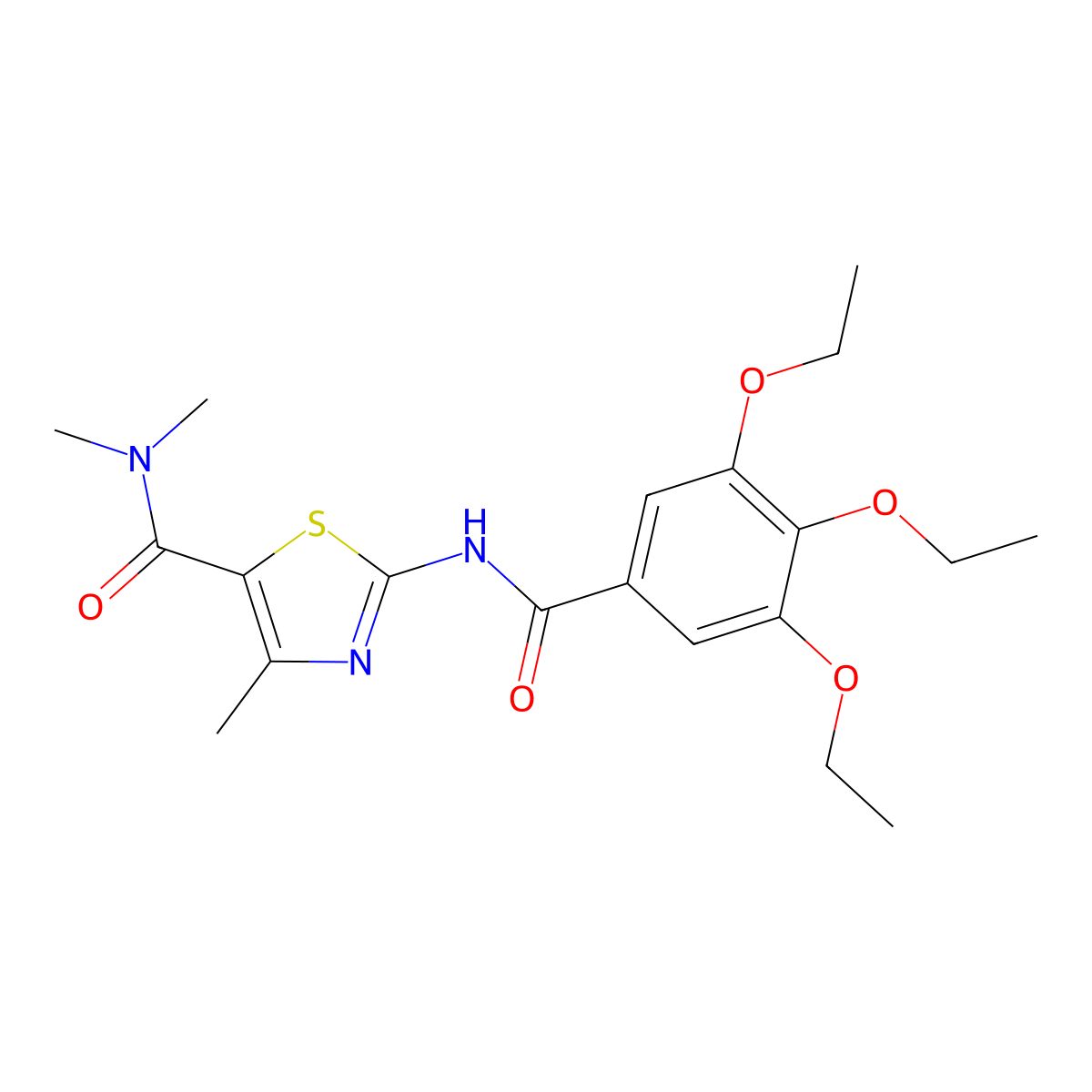 N,N,4-trimethyl-2-[(3,4,5-triethoxybenzoyl)amino]-1,3-thiazole-5-carboxamide molecular structure, CAS 444934-87-6