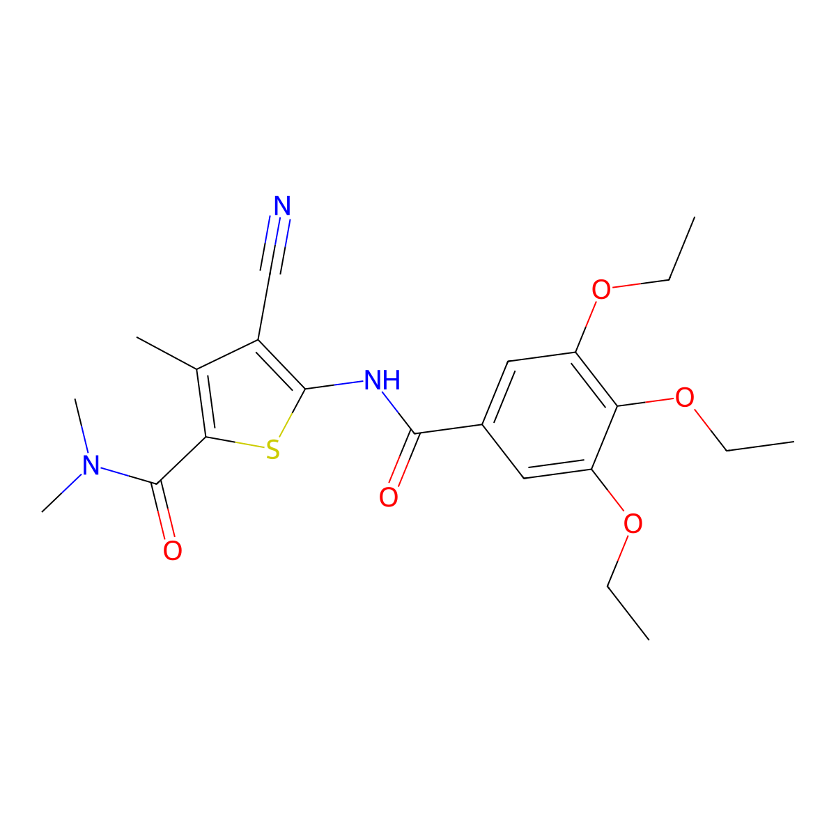 4-cyano-N,N,3-trimethyl-5-[(3,4,5-triethoxybenzoyl)amino]thiophene-2-carboxamide molecular structure, CAS 444934-90-1