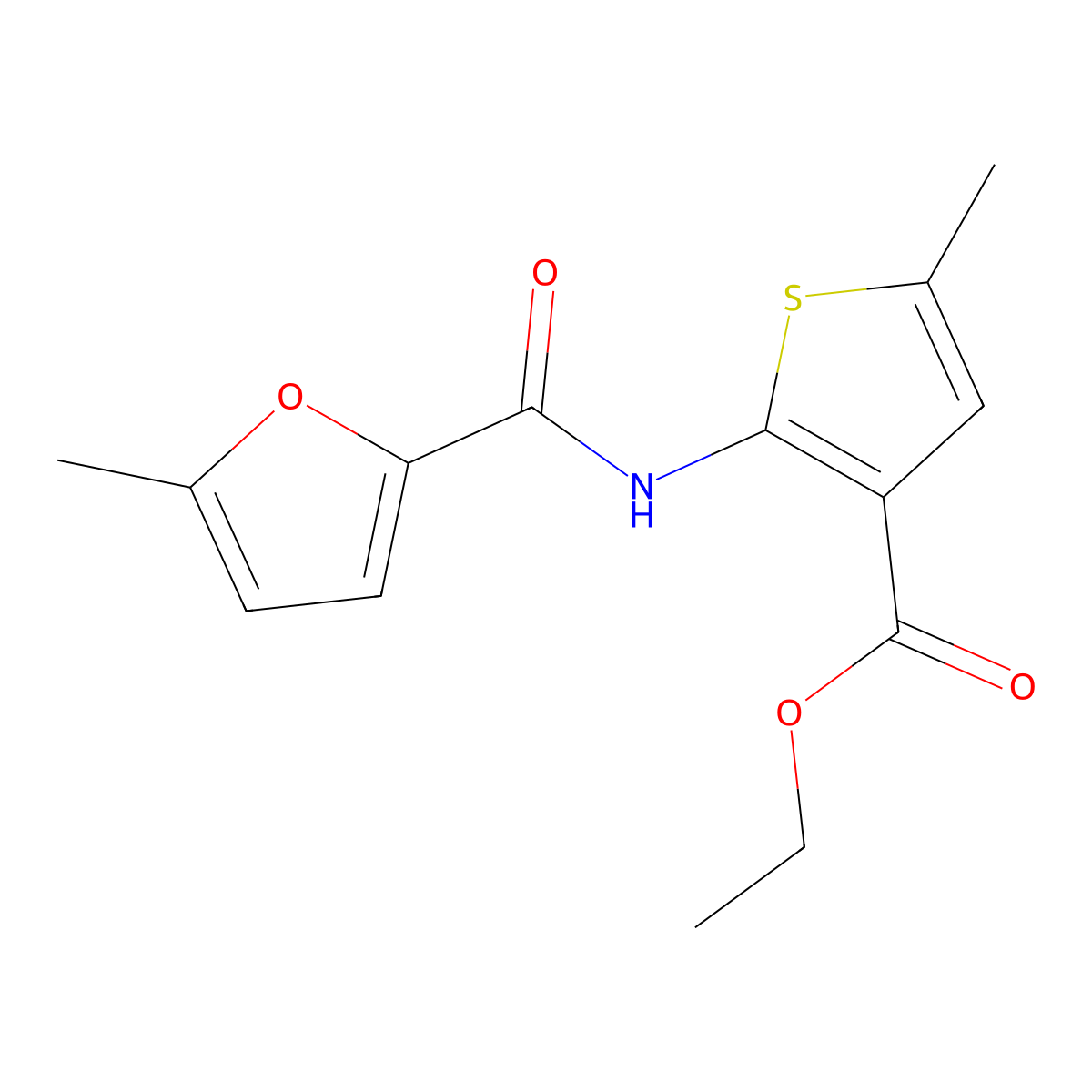 Ethyl 5-methyl-2-[(5-methylfuran-2-carbonyl)amino]thiophene-3-carboxylate molecular structure, CAS 444934-98-9