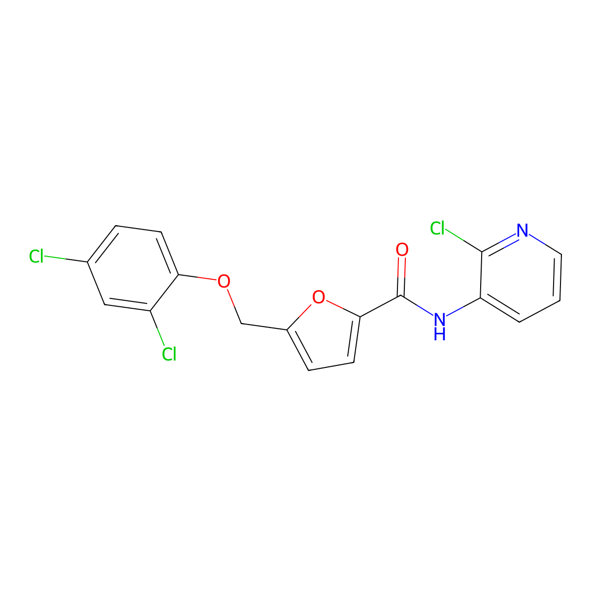 N-(2-chloropyridin-3-yl)-5-[(2,4-dichlorophenoxy)methyl]furan-2-carboxamide molecular structure, CAS 444935-21-1