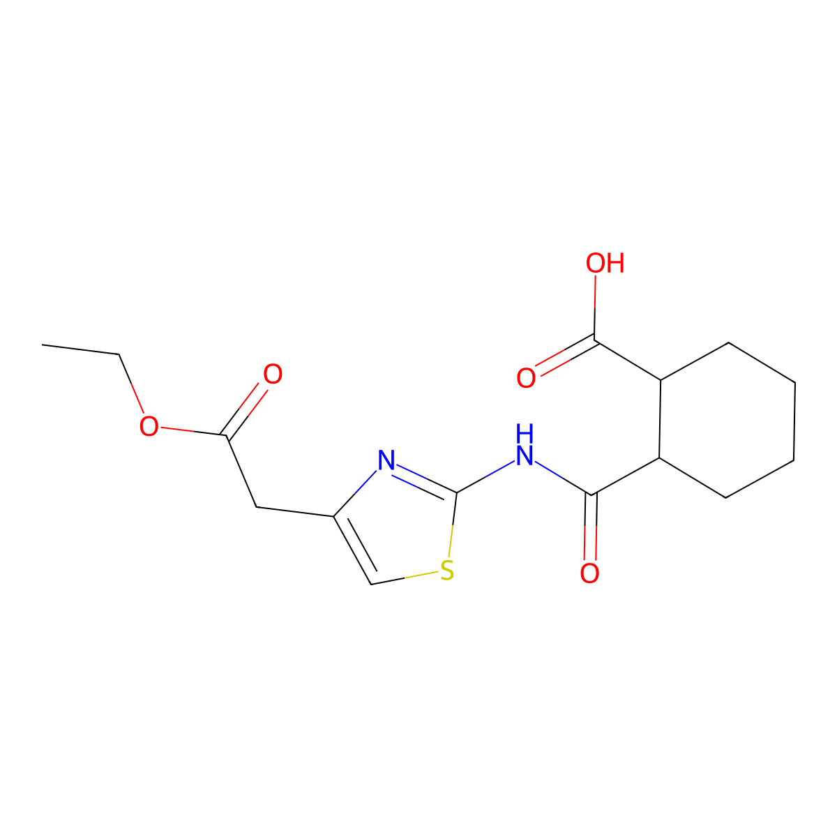 2-({[4-(2-Ethoxy-2-oxoethyl)-1,3-thiazol-2-yl]amino}carbonyl)cyclohexanecarboxylic acid molecular structure, CAS 444935-22-2