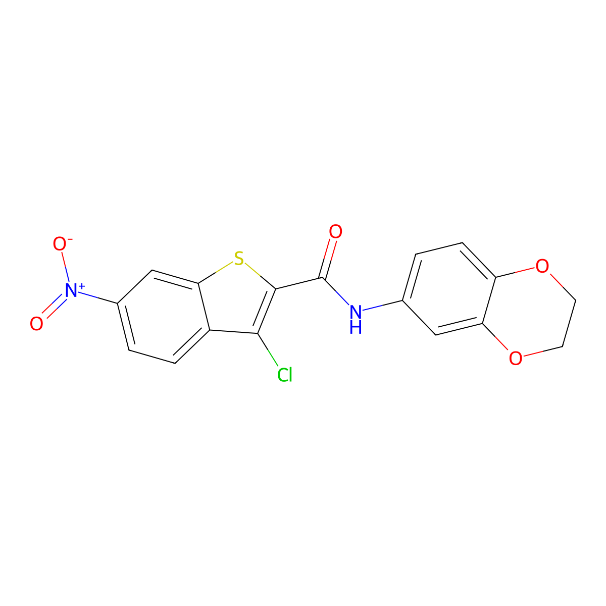 3-chloro-N-(2,3-dihydro-1,4-benzodioxin-6-yl)-6-nitro-1-benzothiophene-2-carboxamide molecular structure, CAS 444935-23-3