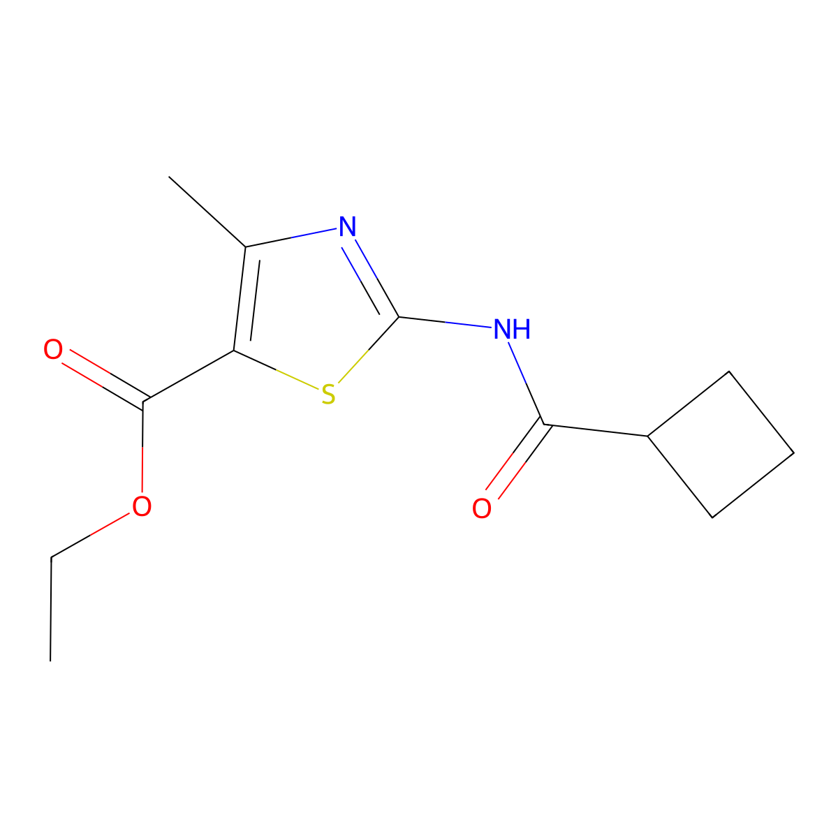 Ethyl 2-[(cyclobutylcarbonyl)amino]-4-methyl-1,3-thiazole-5-carboxylate molecular structure, CAS 444935-25-5