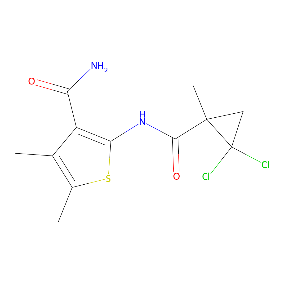 2-[(2,2-Dichloro-1-methylcyclopropanecarbonyl)amino]-4,5-dimethylthiophene-3-carboxamide molecular structure, CAS 444935-41-5