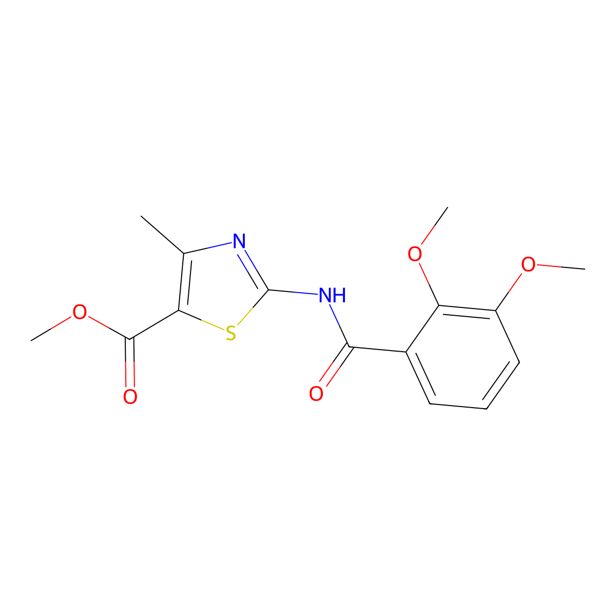 Methyl 2-[(2,3-dimethoxybenzoyl)amino]-4-methyl-1,3-thiazole-5-carboxylate molecular structure, CAS 444935-59-5