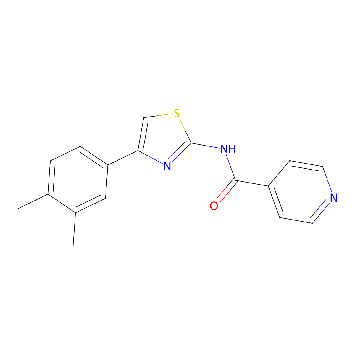 N-[4-(3,4-dimethylphenyl)-1,3-thiazol-2-yl]pyridine-4-carboxamide molecular structure, CAS 444935-66-4
