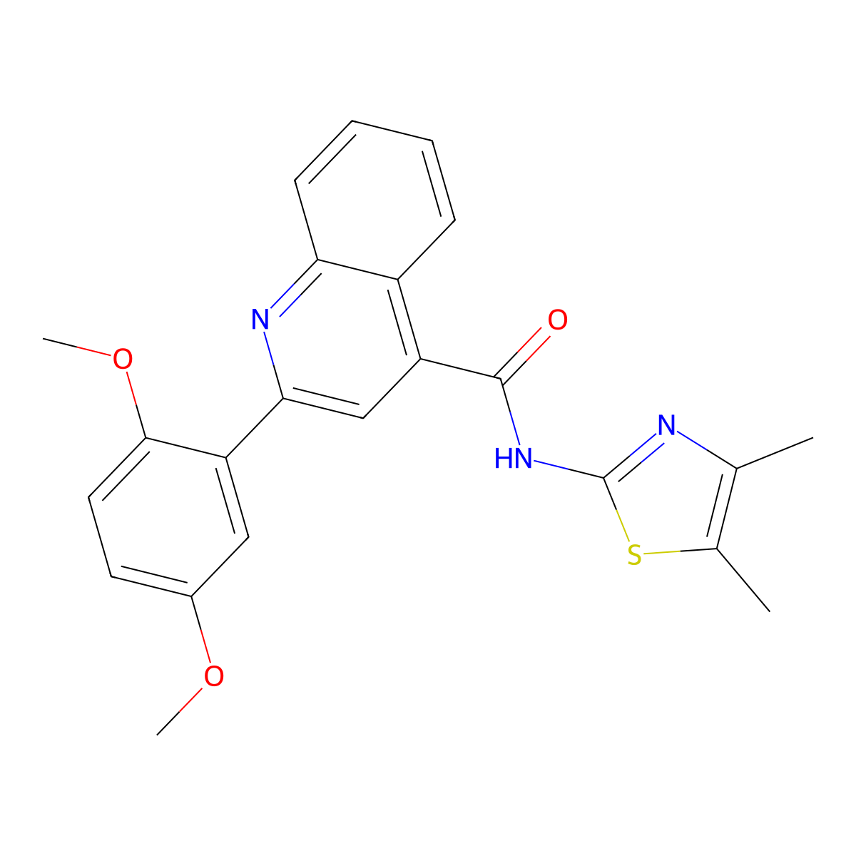 2-(2,5-dimethoxyphenyl)-N-(4,5-dimethyl-1,3-thiazol-2-yl)quinoline-4-carboxamide molecular structure, CAS 444935-78-8