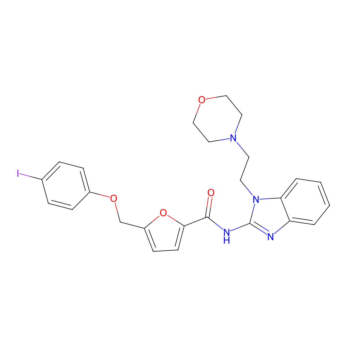 5-[(4-iodophenoxy)methyl]-N-[1-(2-morpholin-4-ylethyl)benzimidazol-2-yl]furan-2-carboxamide molecular structure, CAS 444935-96-0