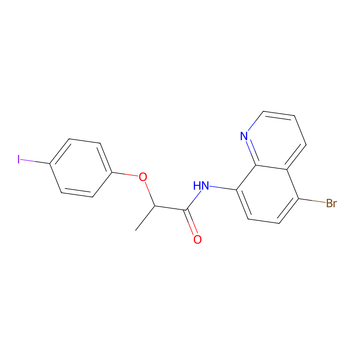 N-(5-bromoquinolin-8-yl)-2-(4-iodophenoxy)propanamide molecular structure, CAS 444936-15-6