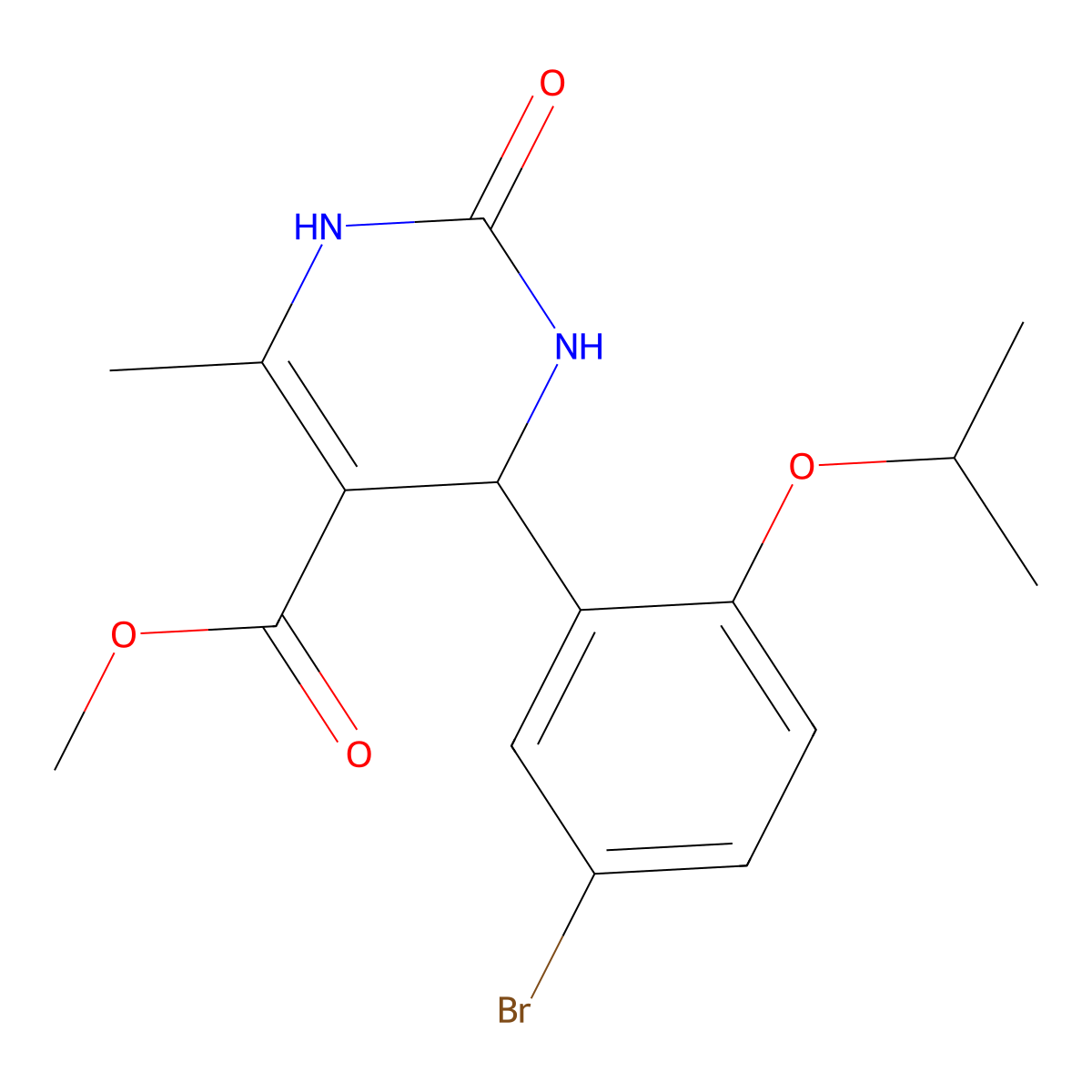 Methyl 4-(5-bromo-2-isopropoxyphenyl)-6-methyl-2-oxo-1,2,3,4-tetrahydropyrimidine-5-carboxylate molecular structure, CAS 444936-17-8
