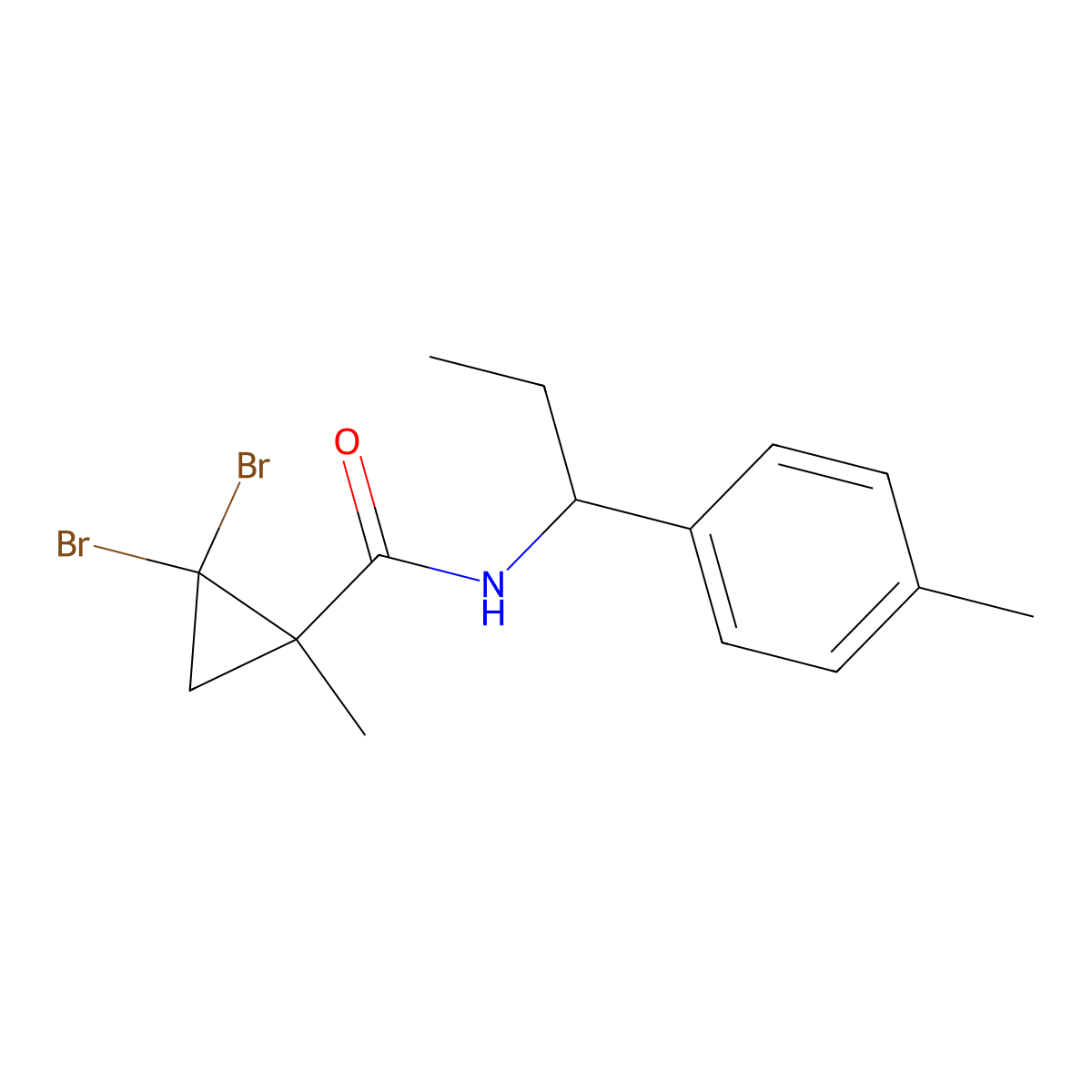 2,2-dibromo-1-methyl-N-[1-(4-methylphenyl)propyl]cyclopropanecarboxamide molecular structure, CAS 444936-20-3