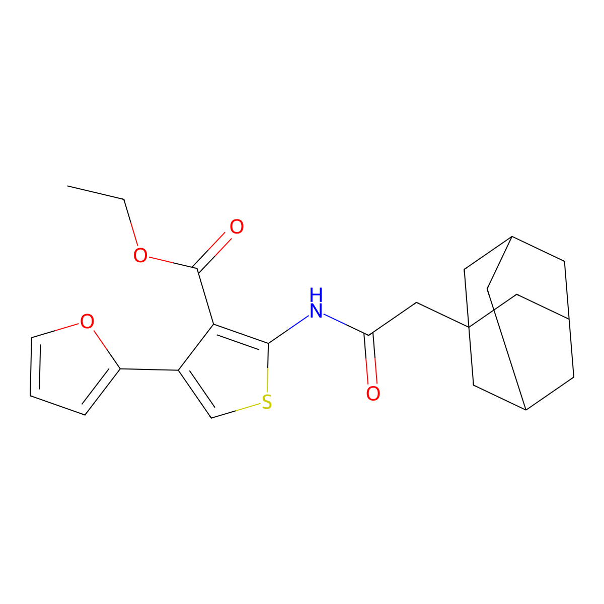 Ethyl 2-[(1-adamantylacetyl)amino]-4-(2-furyl)thiophene-3-carboxylate molecular structure, CAS 444936-24-7