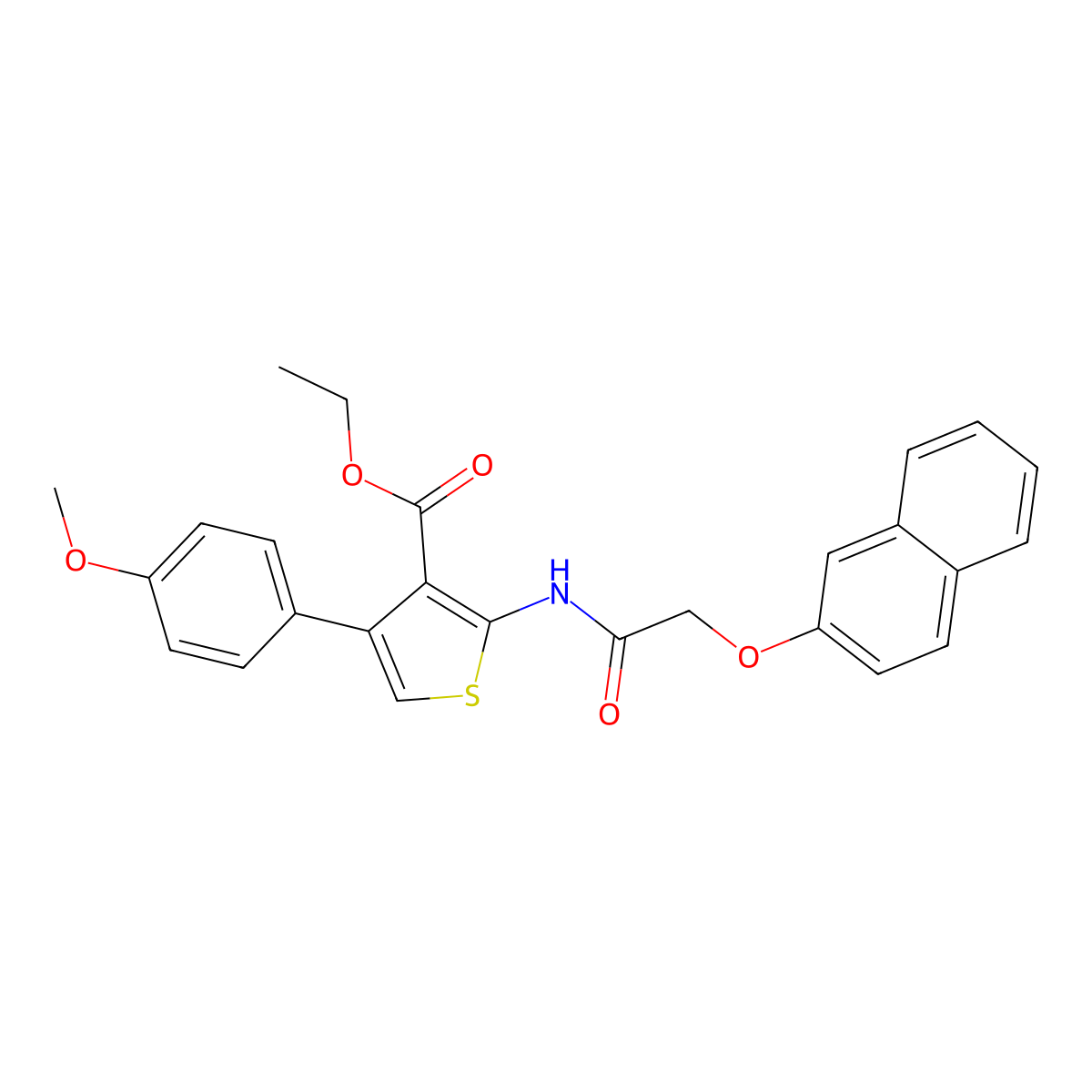Ethyl 4-(4-methoxyphenyl)-2-{[(2-naphthyloxy)acetyl]amino}thiophene-3-carboxylate molecular structure, CAS 444936-64-5
