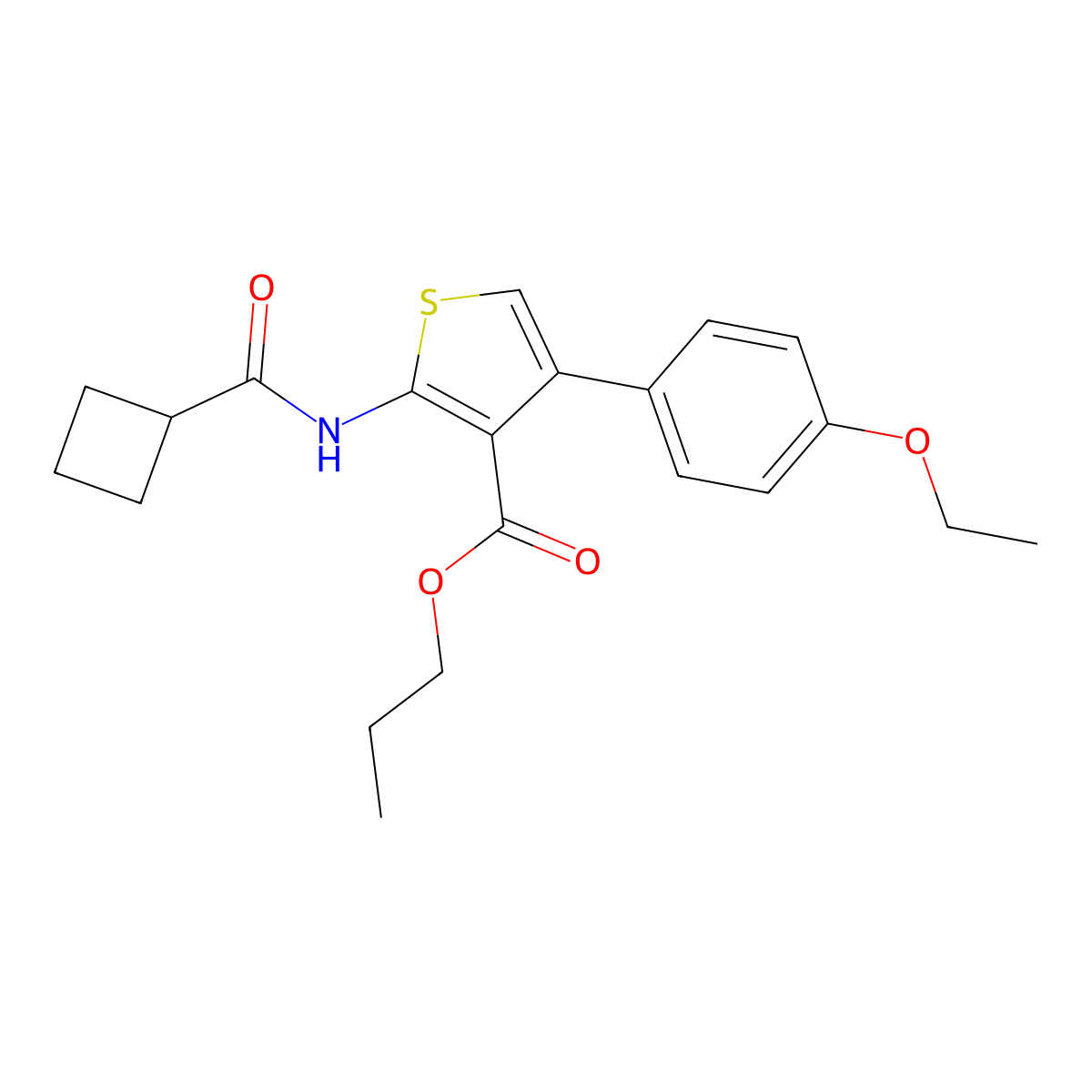 Propyl 2-(cyclobutanecarbonylamino)-4-(4-ethoxyphenyl)thiophene-3-carboxylate molecular structure, CAS 444936-88-3