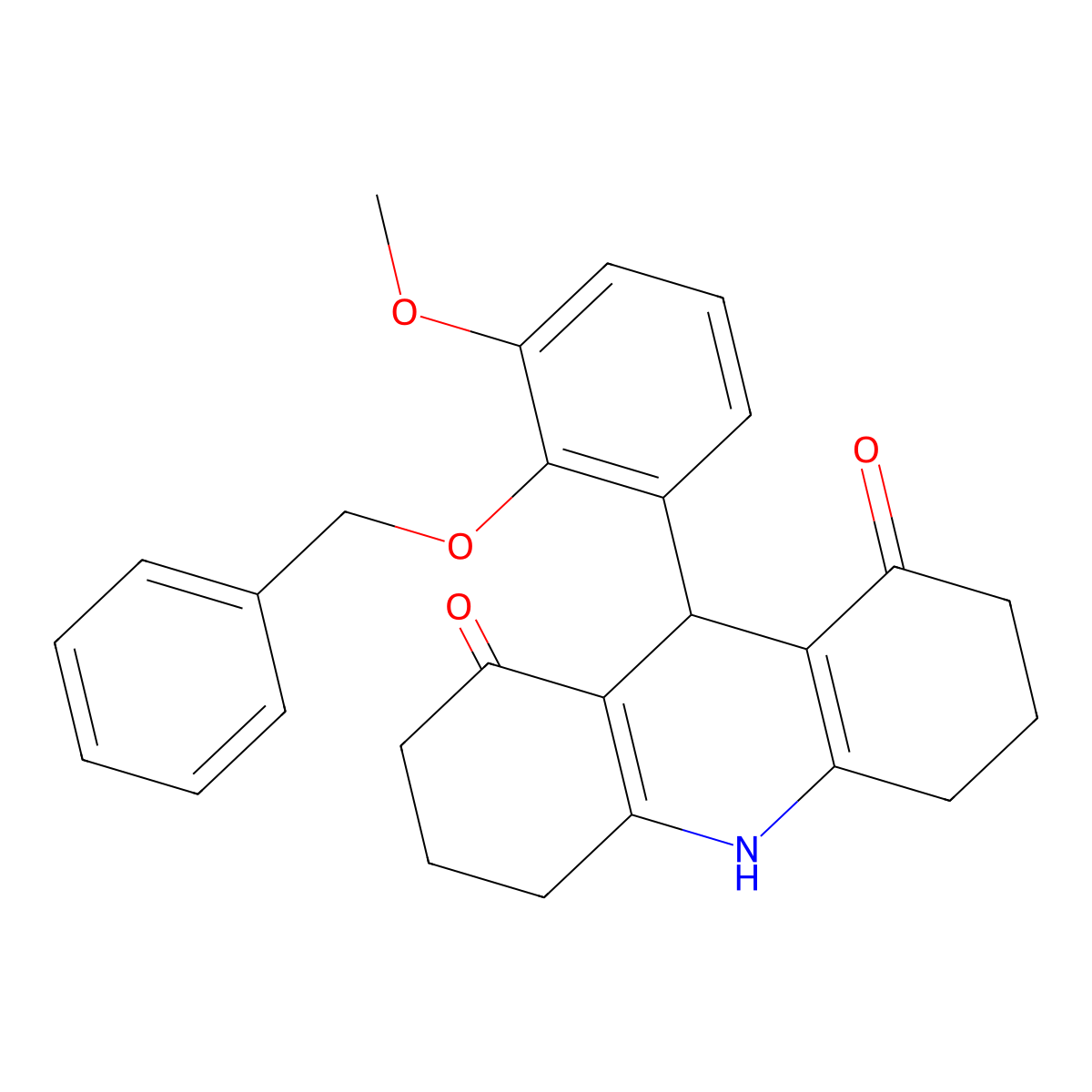 9-(3-Methoxy-2-phenylmethoxyphenyl)-2,3,4,5,6,7,9,10-octahydroacridine-1,8-dione molecular structure, CAS 444936-90-7