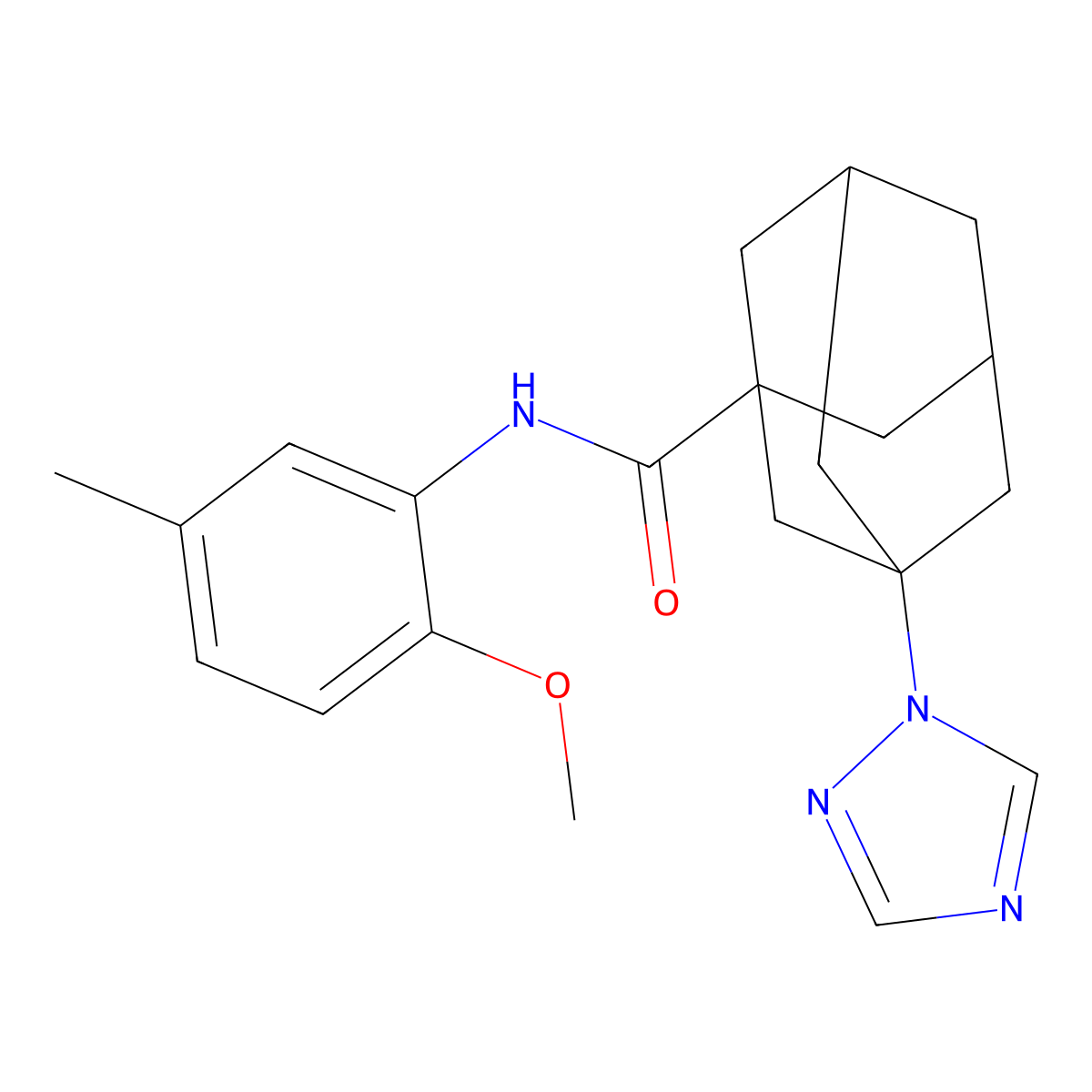 N-(2-methoxy-5-methylphenyl)-3-(1H-1,2,4-triazol-1-yl)-1-adamantanecarboxamide molecular structure, CAS 444936-94-1