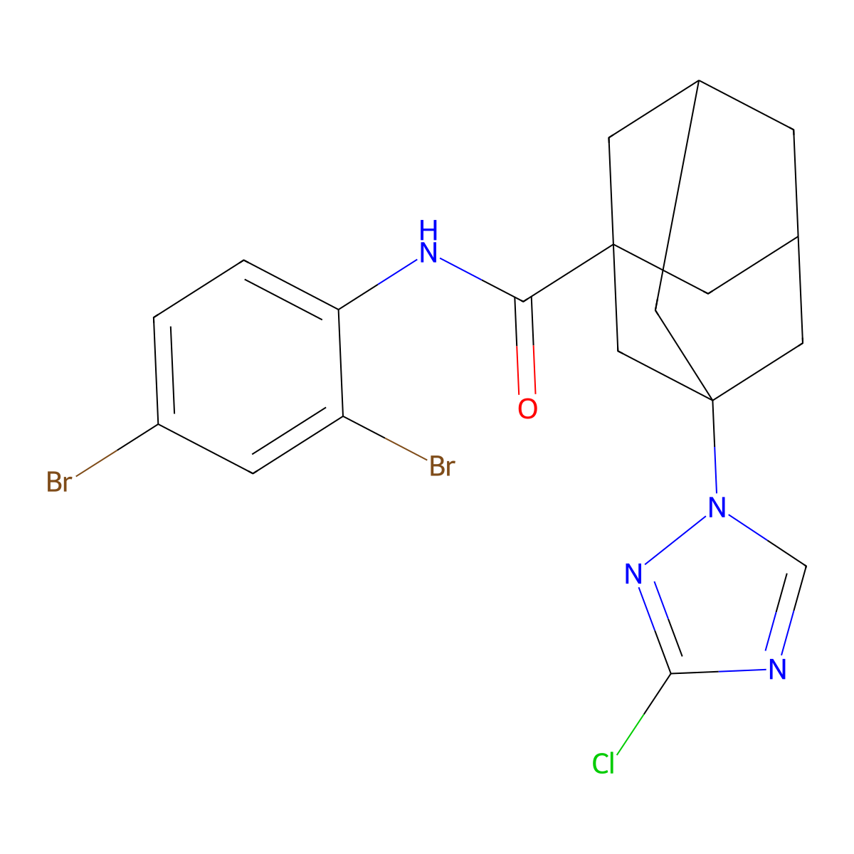 3-(3-chloro-1,2,4-triazol-1-yl)-N-(2,4-dibromophenyl)adamantane-1-carboxamide molecular structure, CAS 444936-95-2